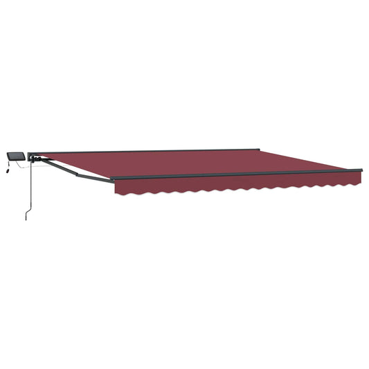 Manual Awning Frame with LEDs Burgundy and Anthracite 5 x 3 m