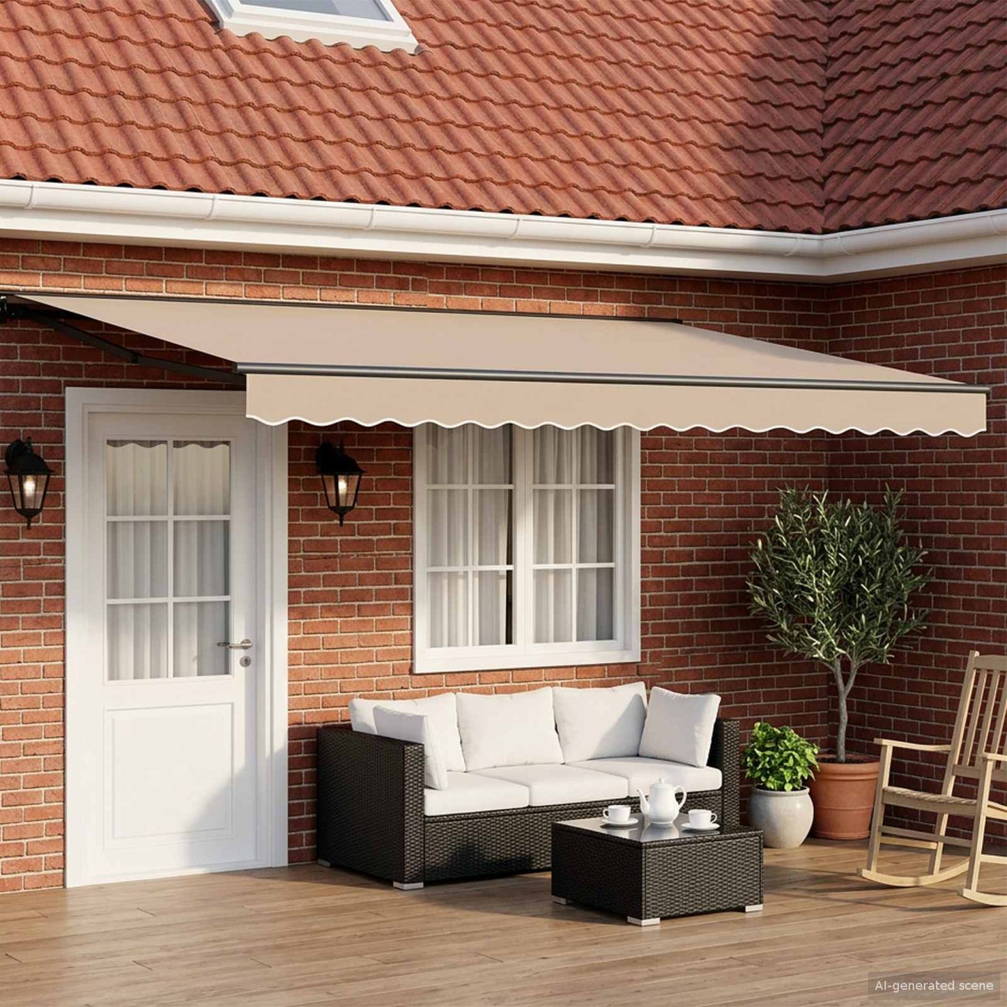 Beige and Anthracite 5 x 3 m Polyester with PU coating
