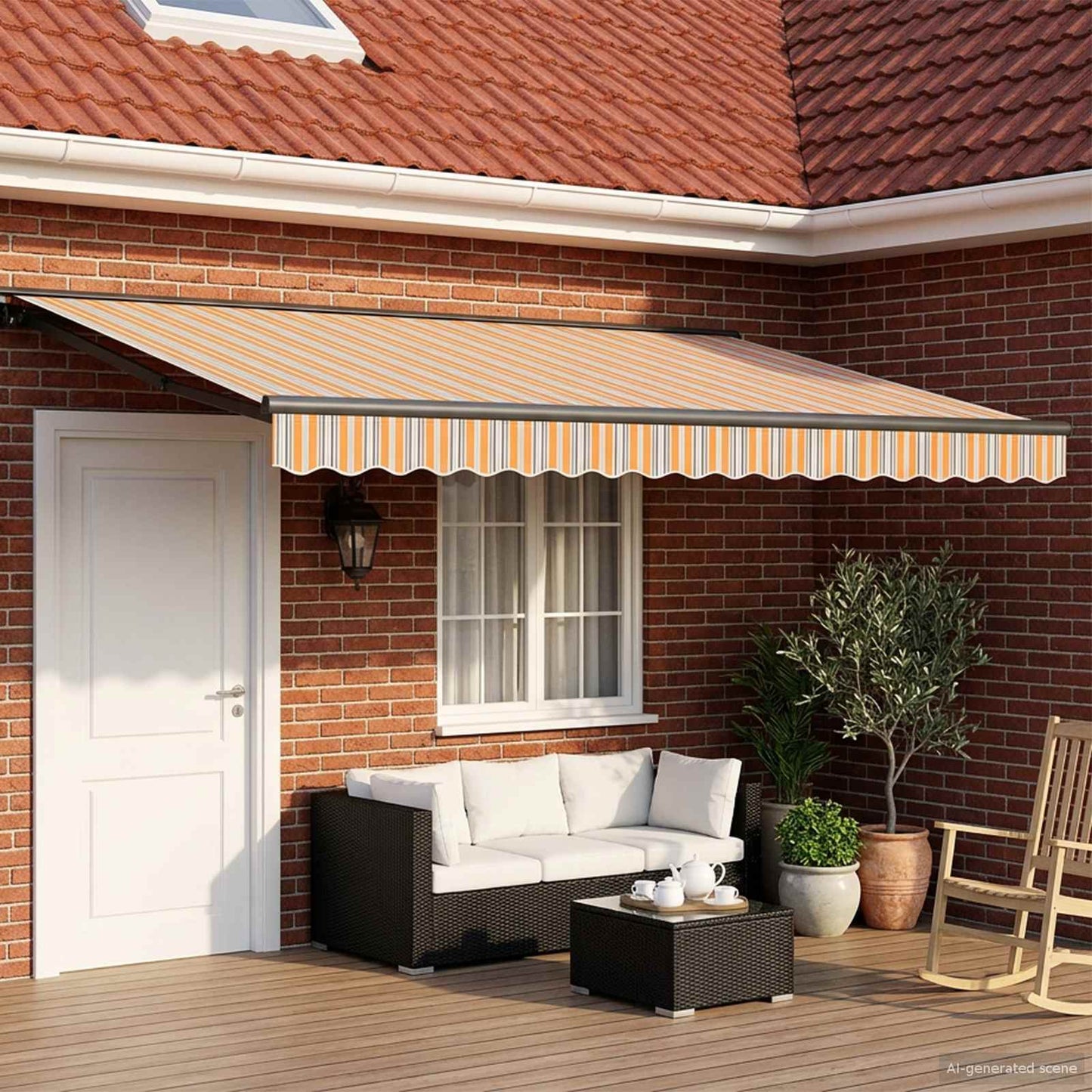 Manual Awning Frame with LEDs 5 x 3.5 m