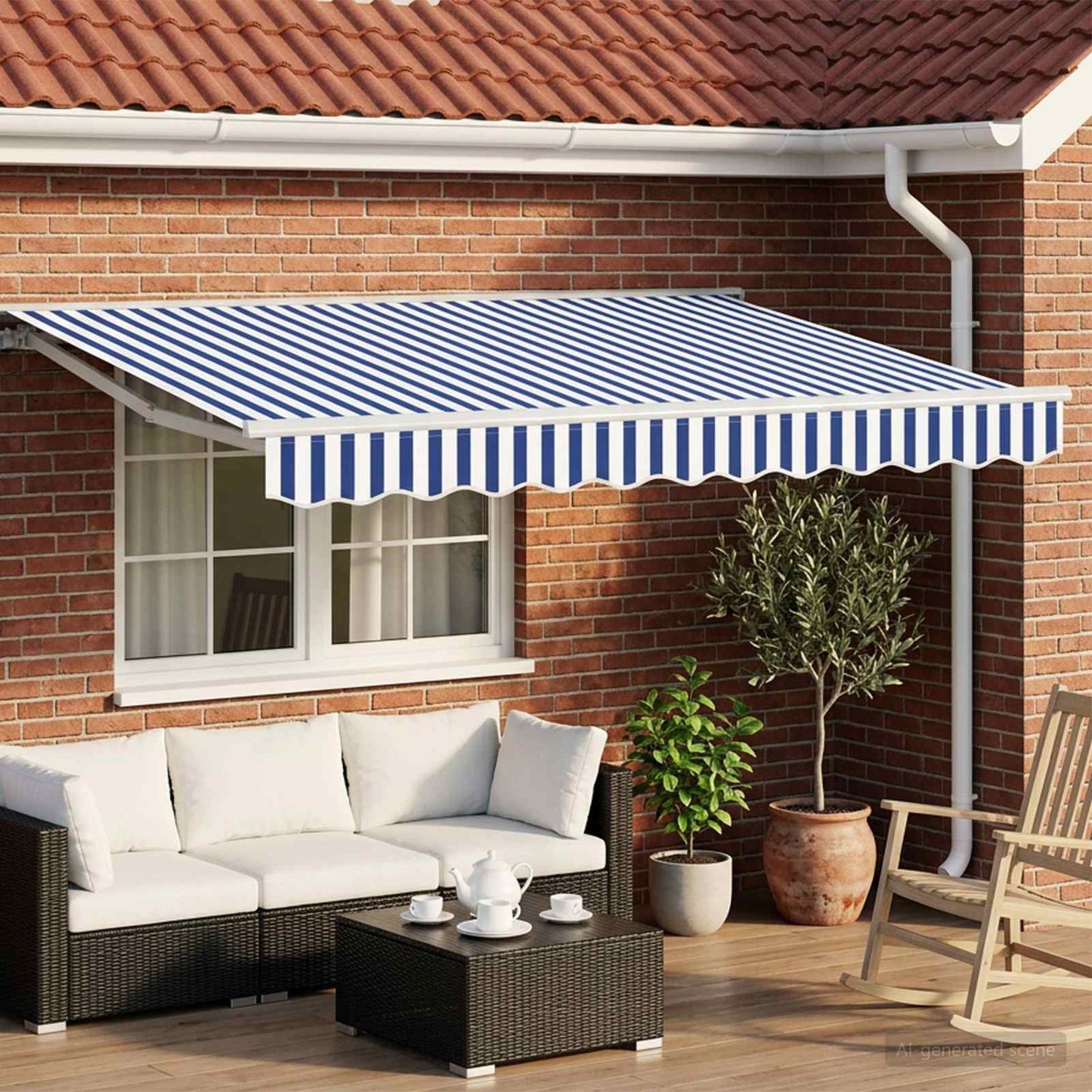 Electric Retractable Awning Blue and White 3 x 2 m