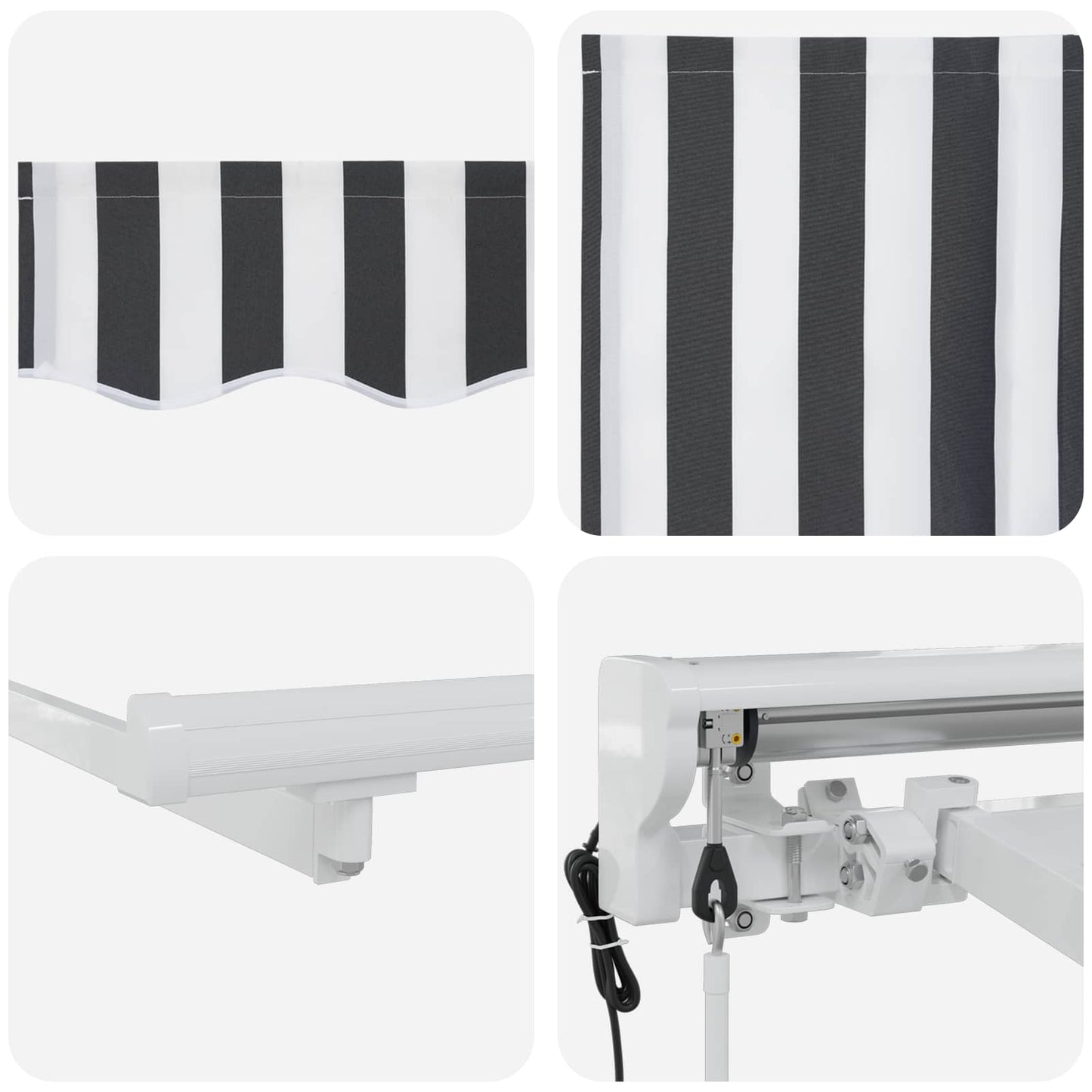 Electric Retractable Awning Anthracite and White 3.5 x 2 m