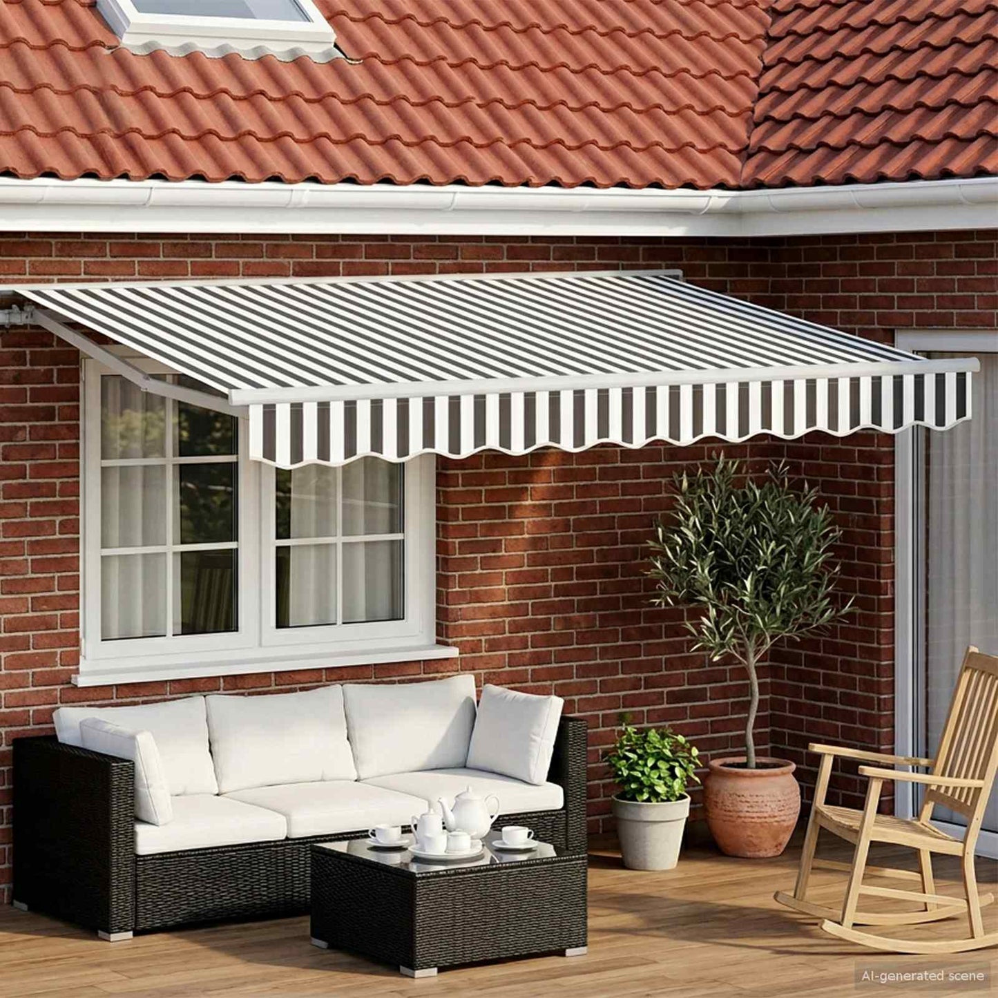 Electric Retractable Awning Anthracite and White 3.5 x 2 m