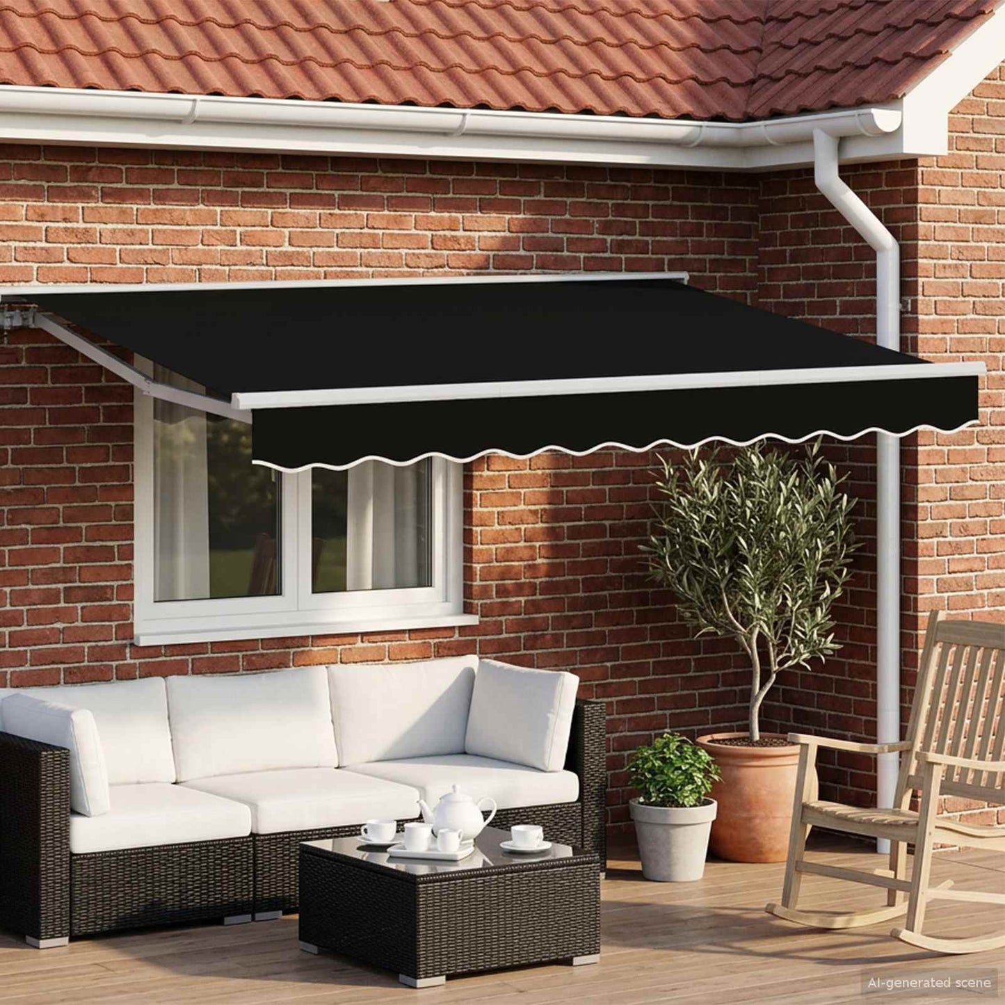 Electric Retractable Awning Black and White 3 x 2.5 m