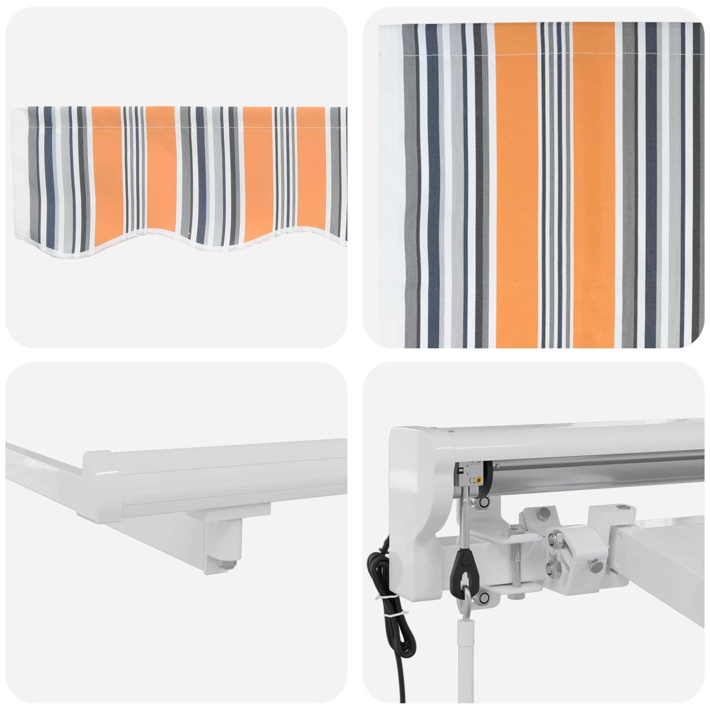 Electric Retractable Awning Blue, Orange and White 4 x 3 m