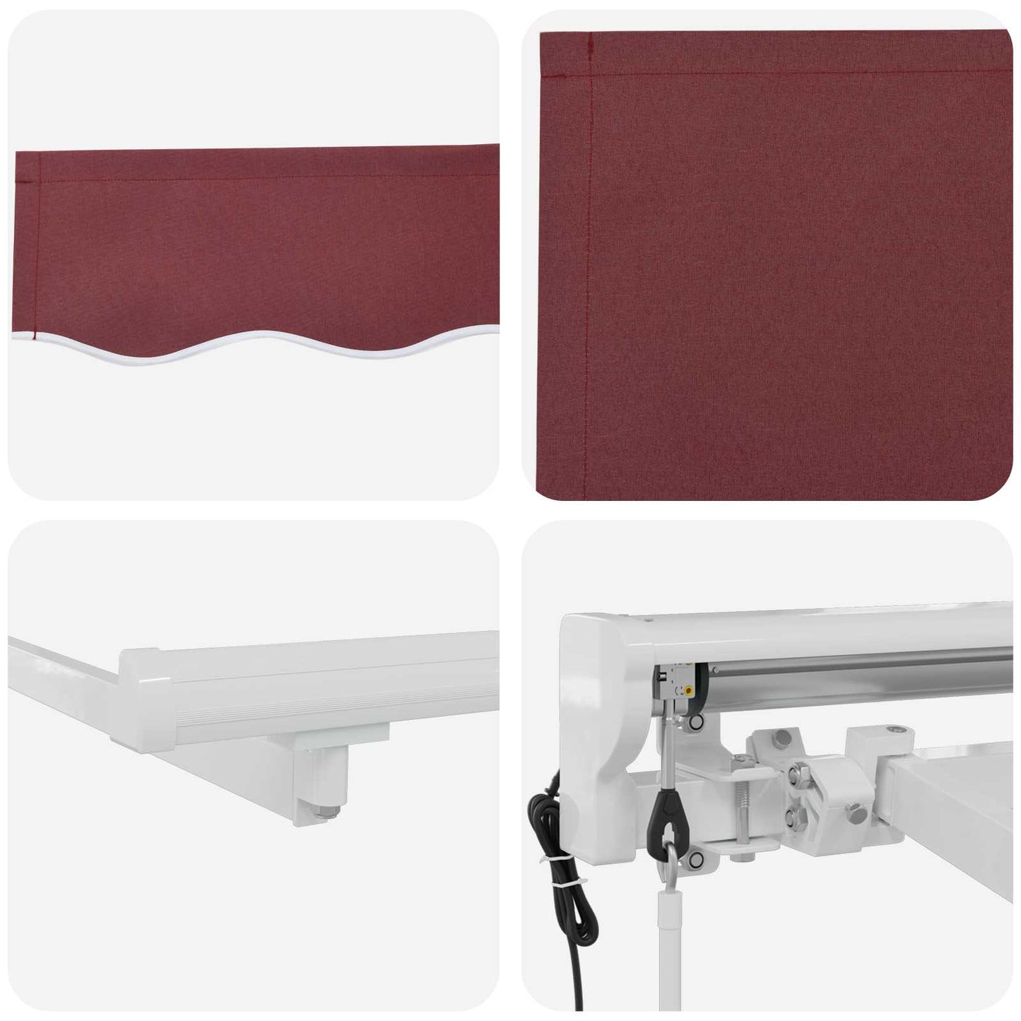 Electric Retractable Awning Burgundy and White 4 x 3.5 m