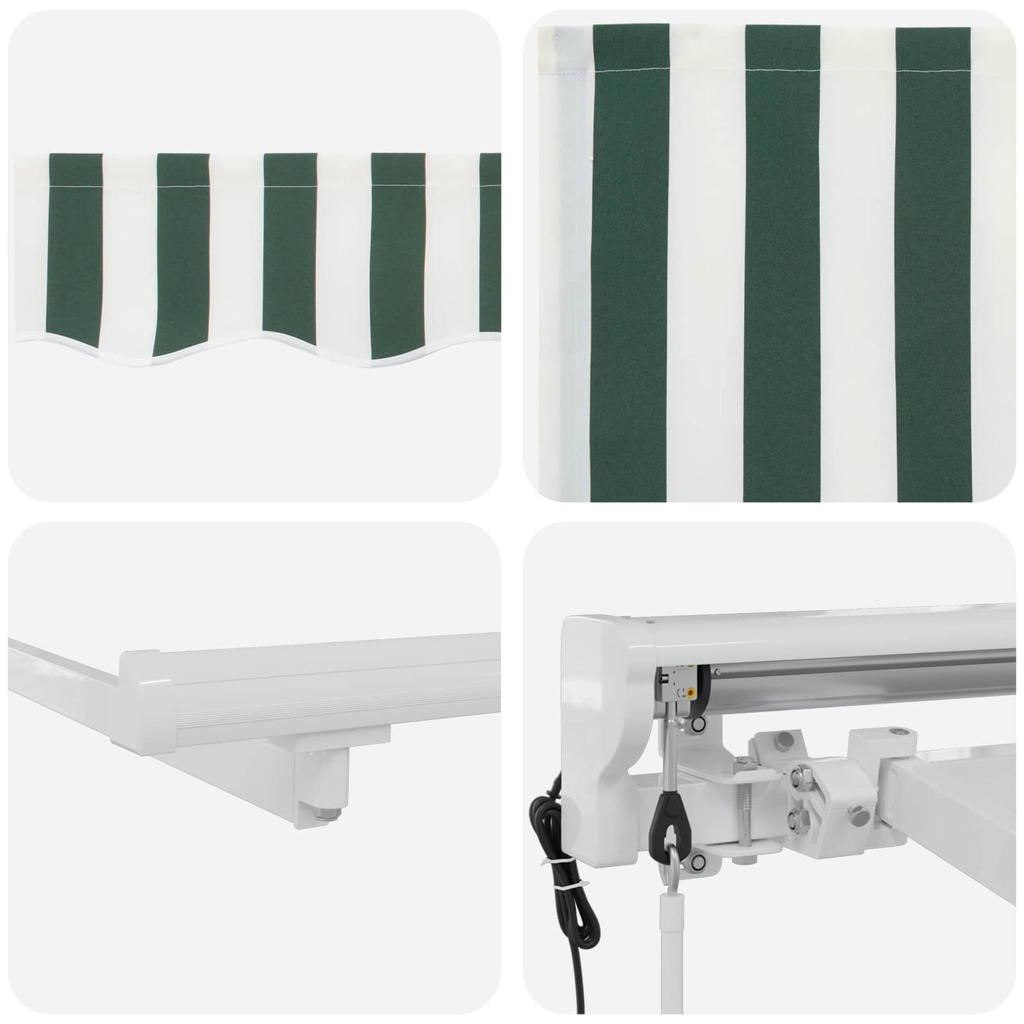 Electric Retractable Awning Green and White 4 x 3.5 m