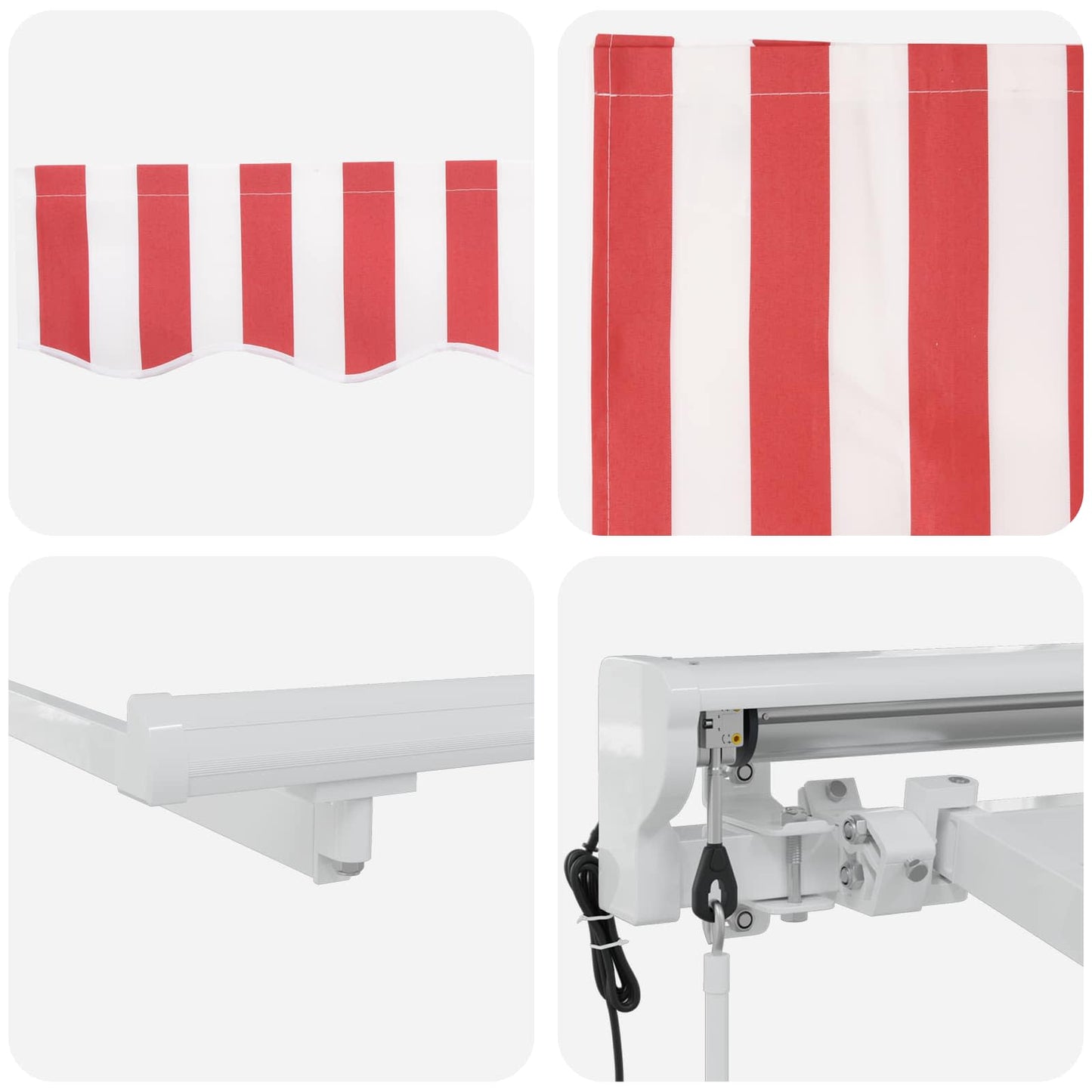 Electric Retractable Awning Red and White 4.5 x 3 m