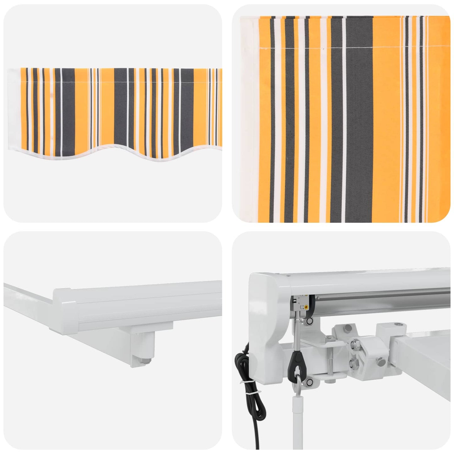 Electric Retractable Awning Yellow, Grey and White 4.5 x 3 m