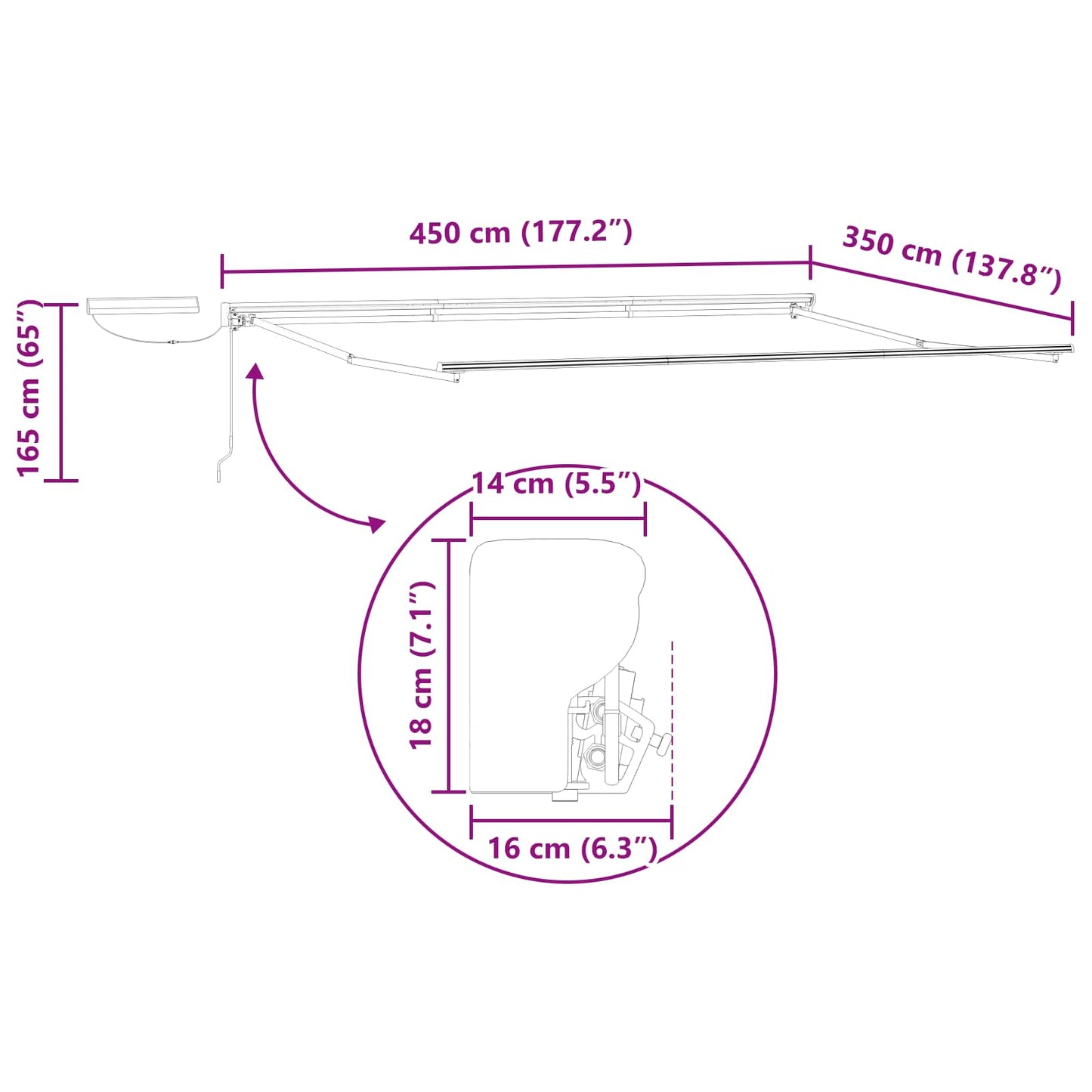 Electric Retractable Awning Anthracite and White 4.5 x 3.5 m