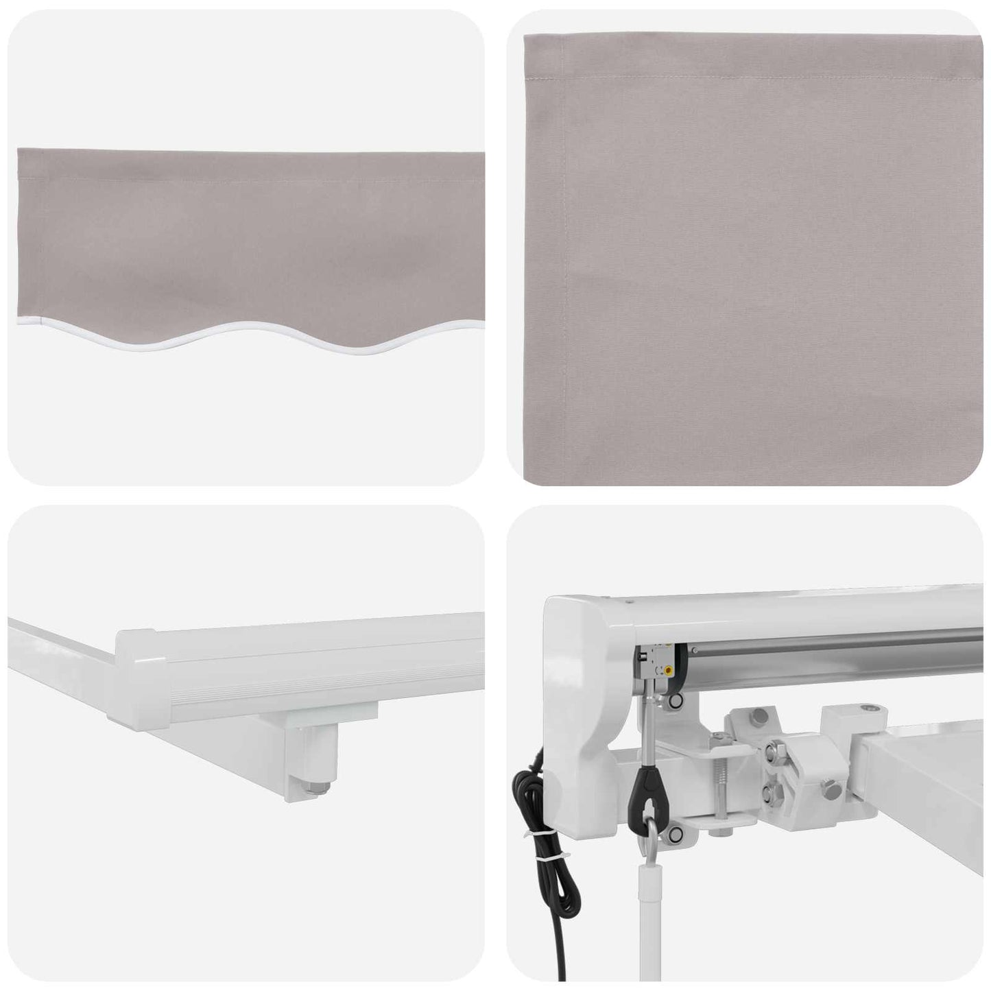 Electric Retractable Awning Light Grey and White 4.5 x 3.5 m