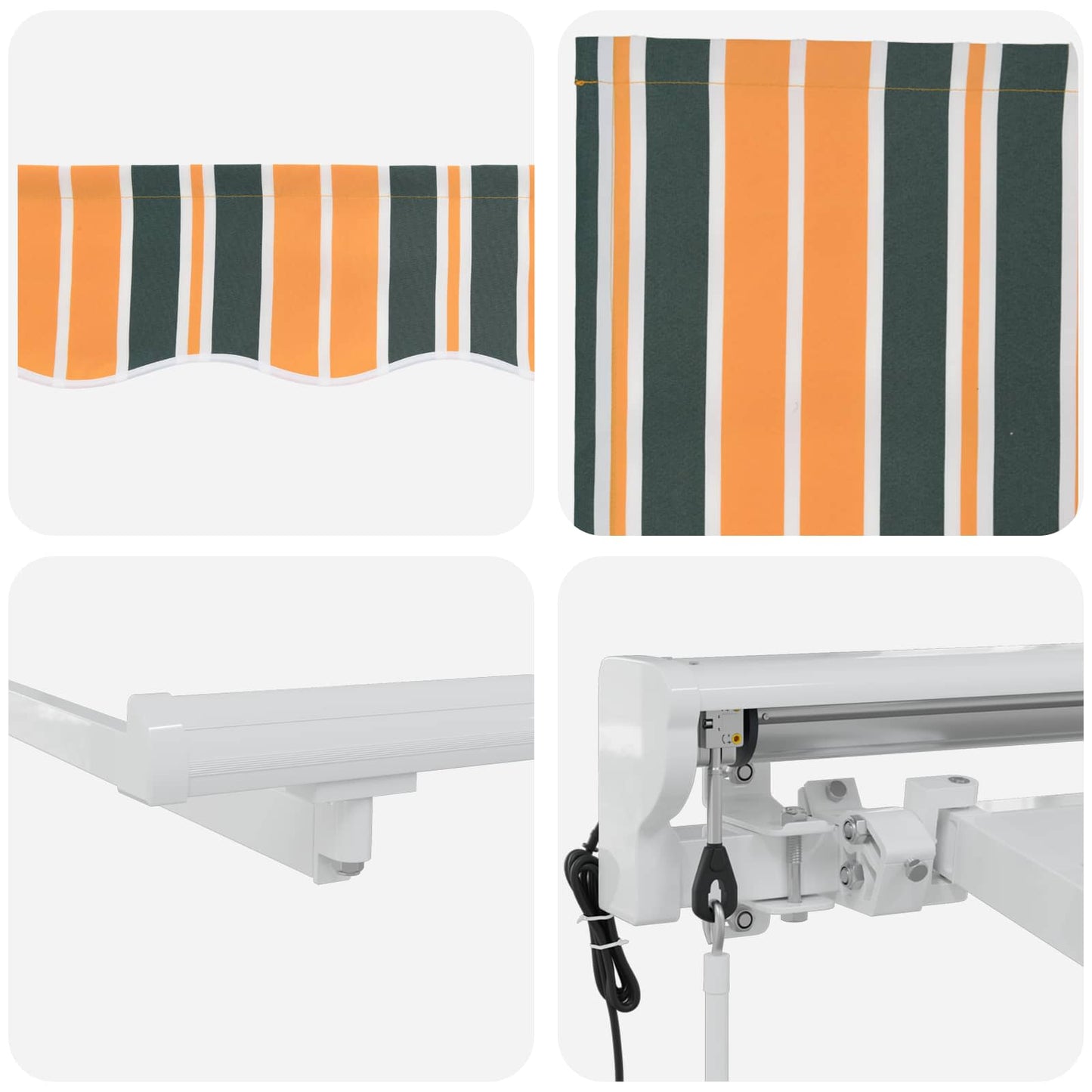 Electric Retractable Awning Green, Yellow and White 5 x 3 m