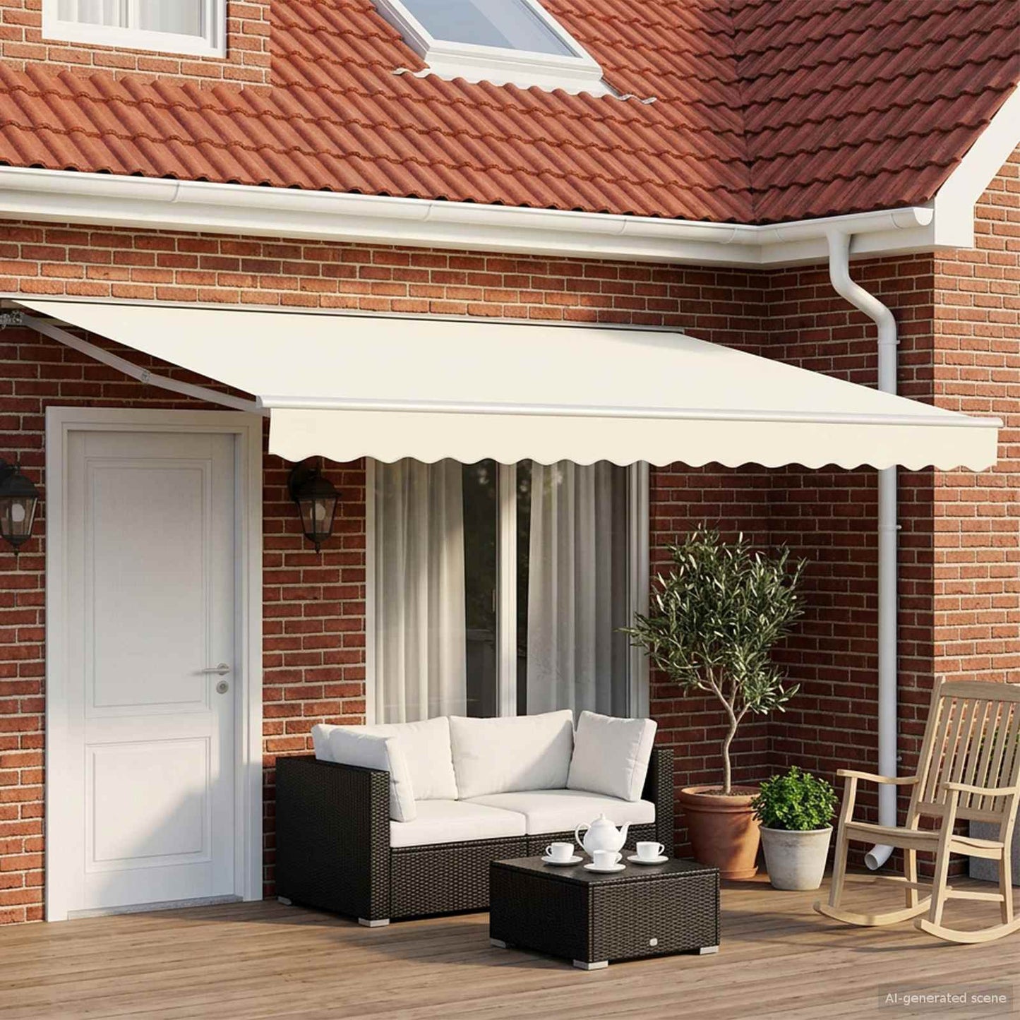 Electric Retractable Awning Cream and White 5 x 3.5 m