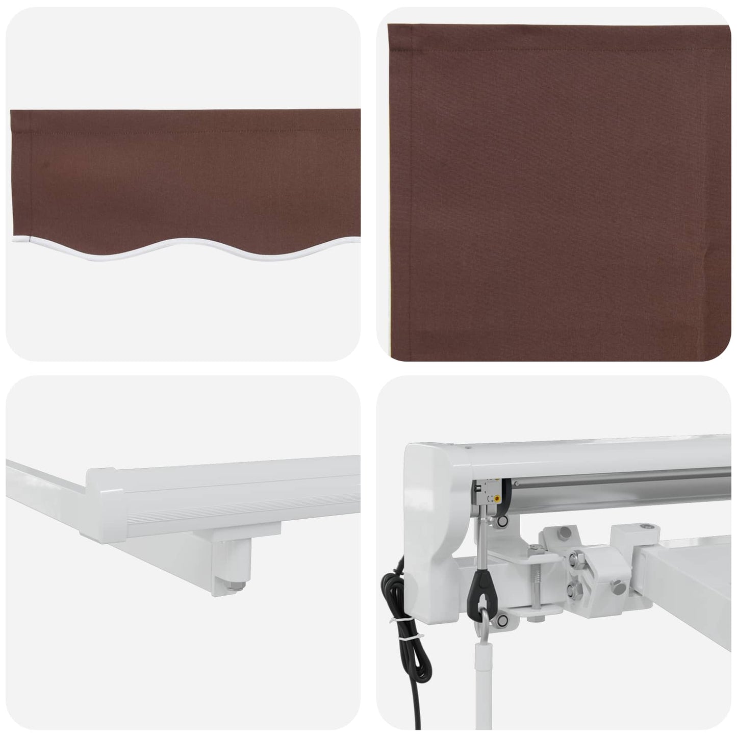 Electric Retractable Awning Brown and White 5 x 3.5 m