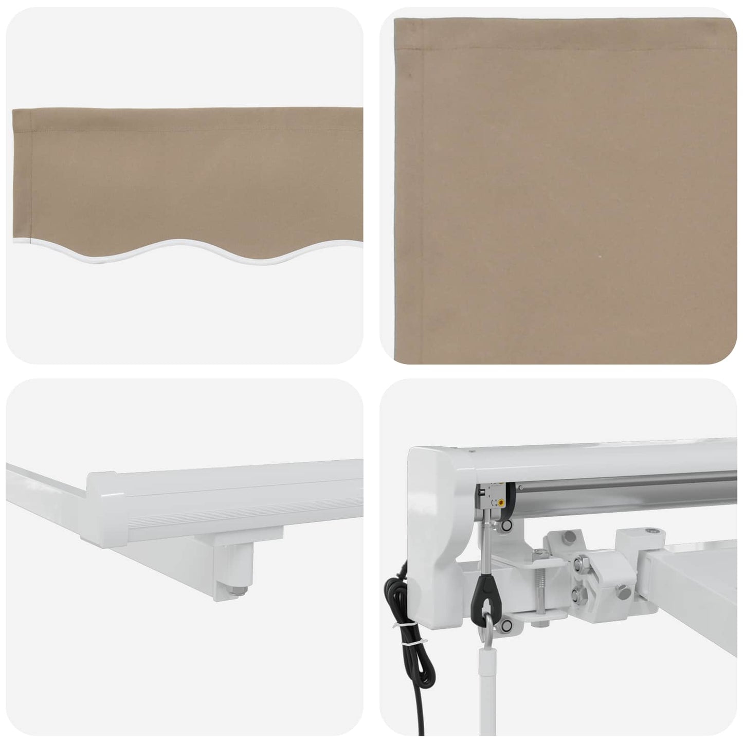 Electric Retractable Awning Beige and White 5 x 3.5 m