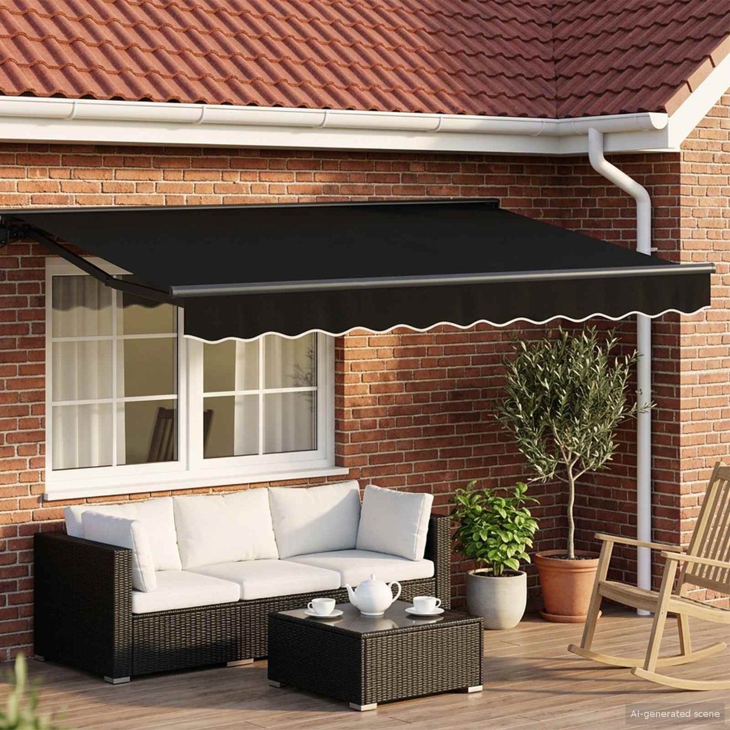 Electric Retractable Awning Black and Anthracite 3 x 2.5 m