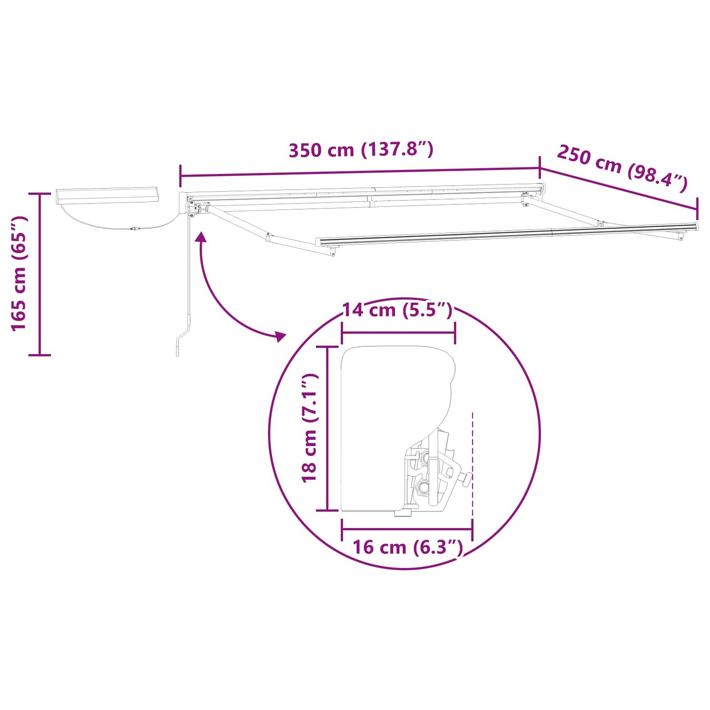 Electric Retractable Awning 3.5 x 2.5 m