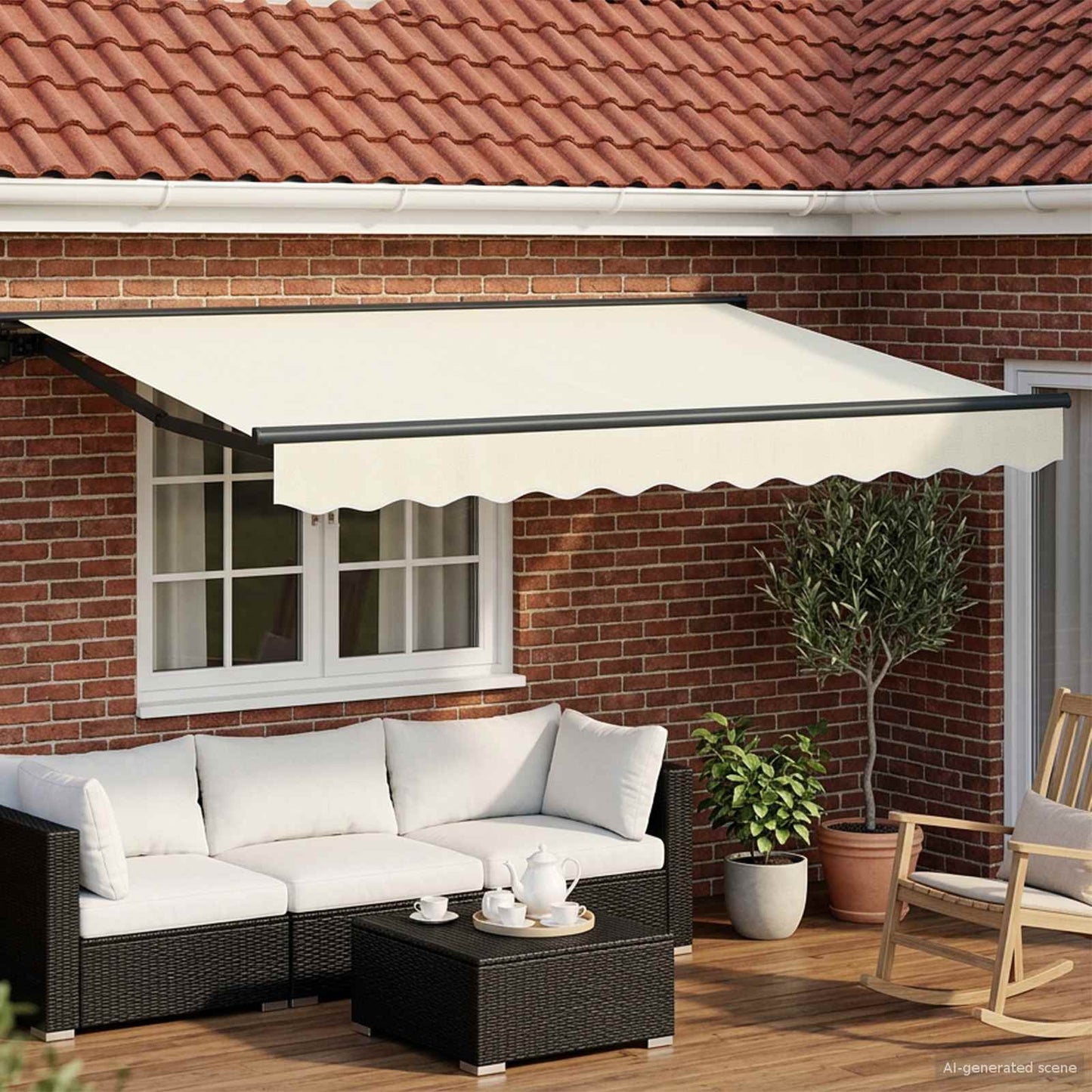 Electric Retractable Awning Cream and Anthracite 3.5 x 2.5 m