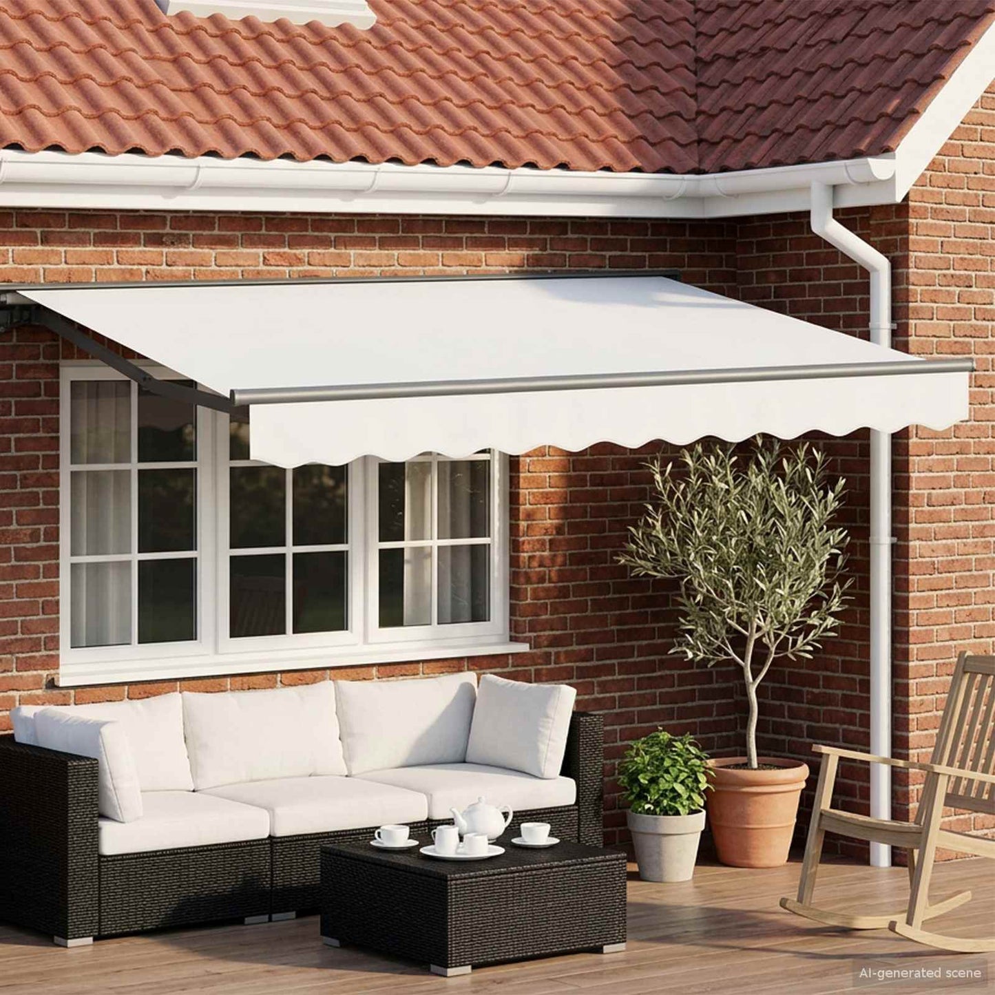 Electric Retractable Awning White and Anthracite 3.5 x 2.5 m