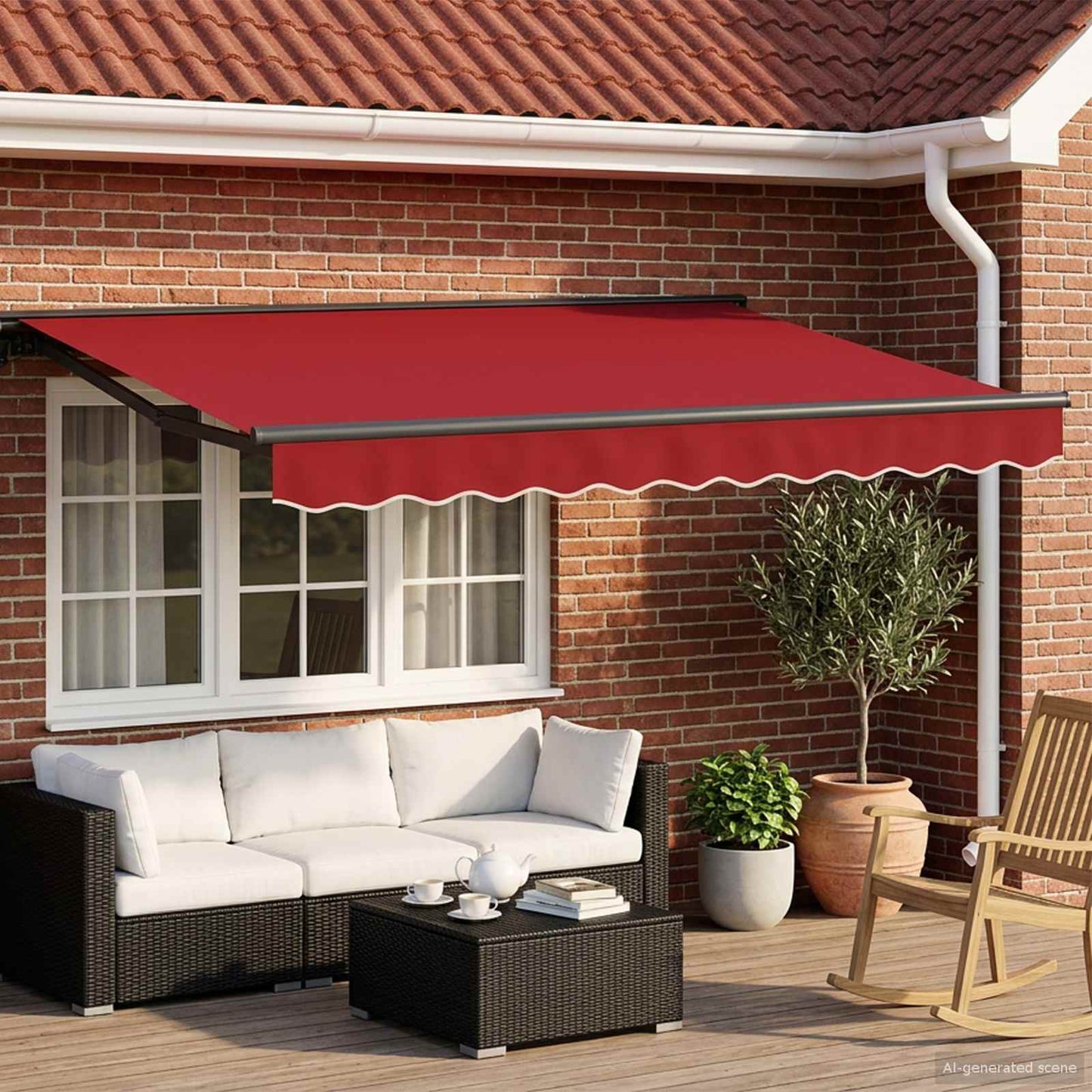 Electric Retractable Awning Red and Anthracite 3.5 x 2.5 m