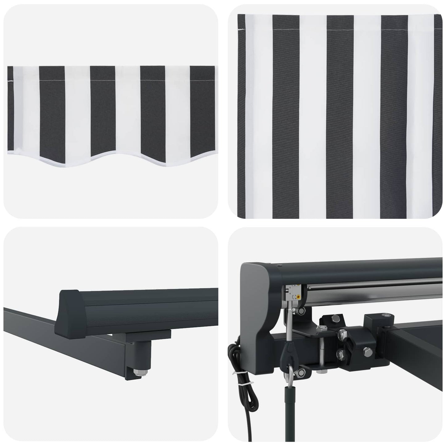Electric Retractable Awning Anthracite and White 4 x 3 m