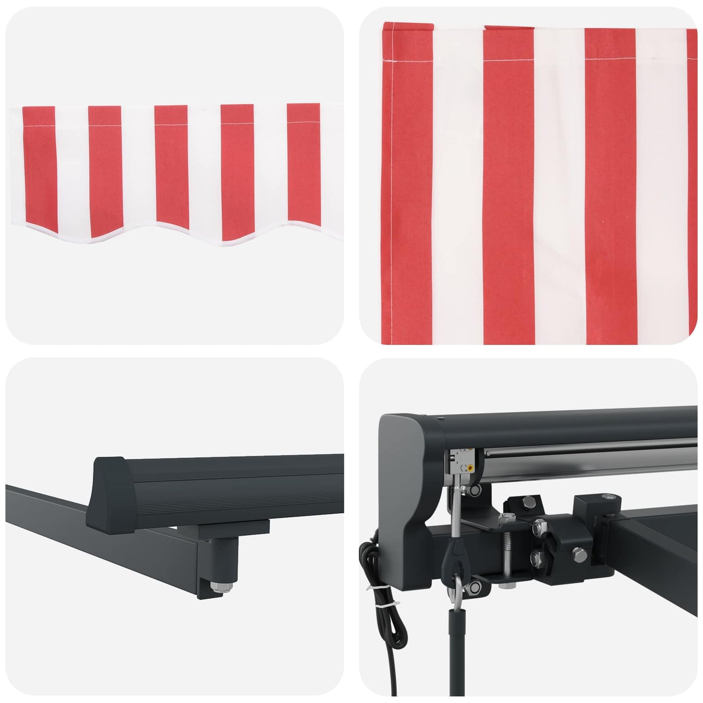 Electric Retractable Awning Red, White and Anthracite 4.5 x 3 m