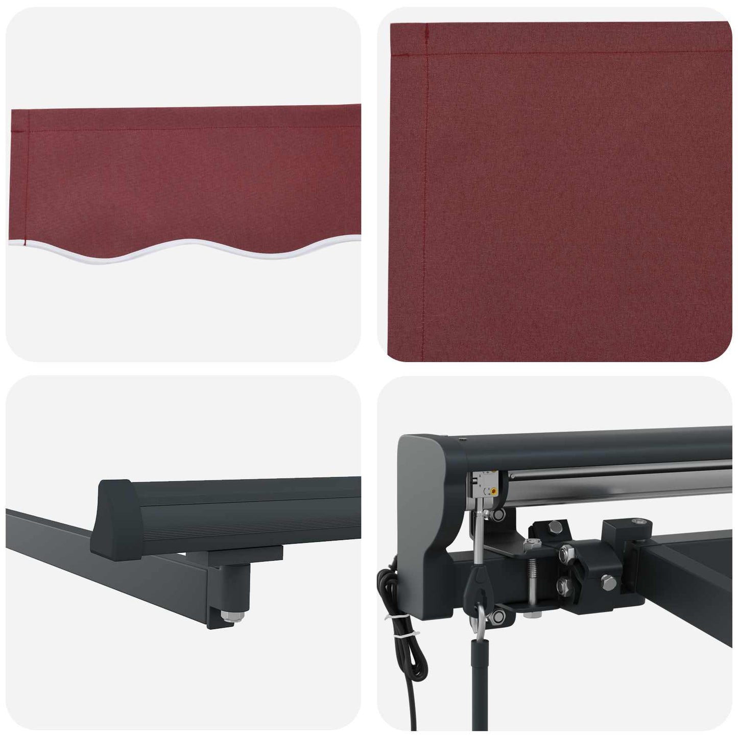 Electric Retractable Awning Burgundy and Anthracite 4.5 x 3.5 m