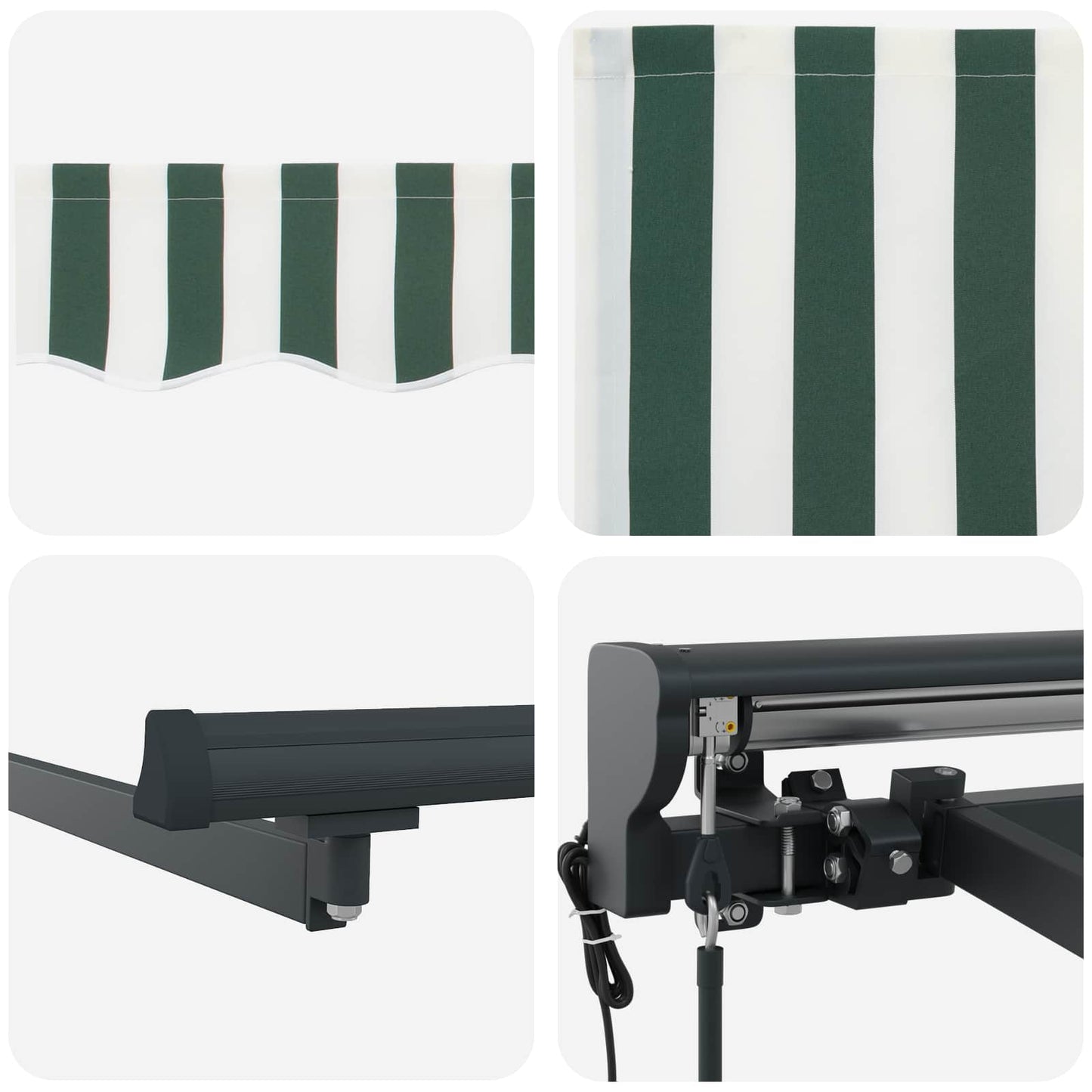 Electric Retractable Awning Green, White and Anthracite 5 x 3 m