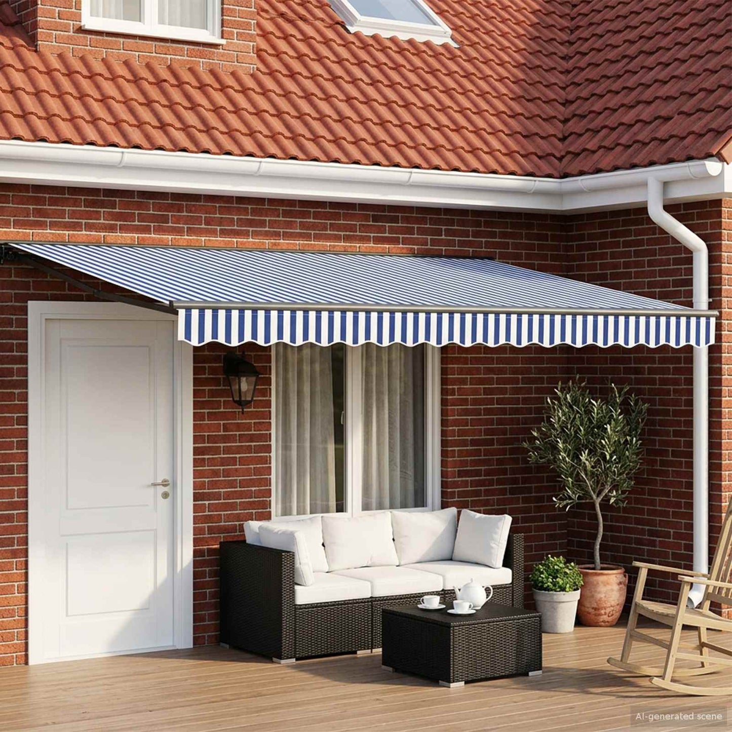 Electric Retractable Awning 5 x 3.5 m Polyester with PU coating