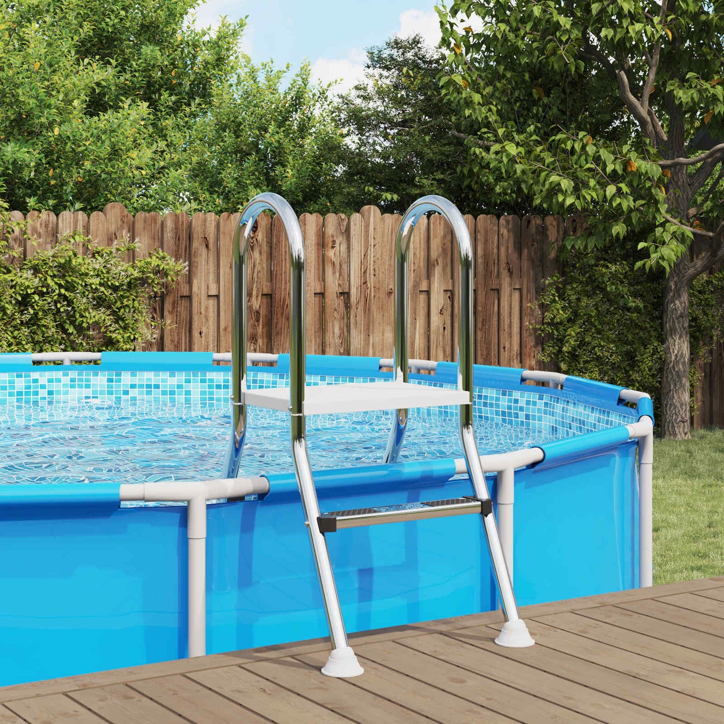 Partially in-Ground Pool Ladder 222 x 128 cm 5-Step