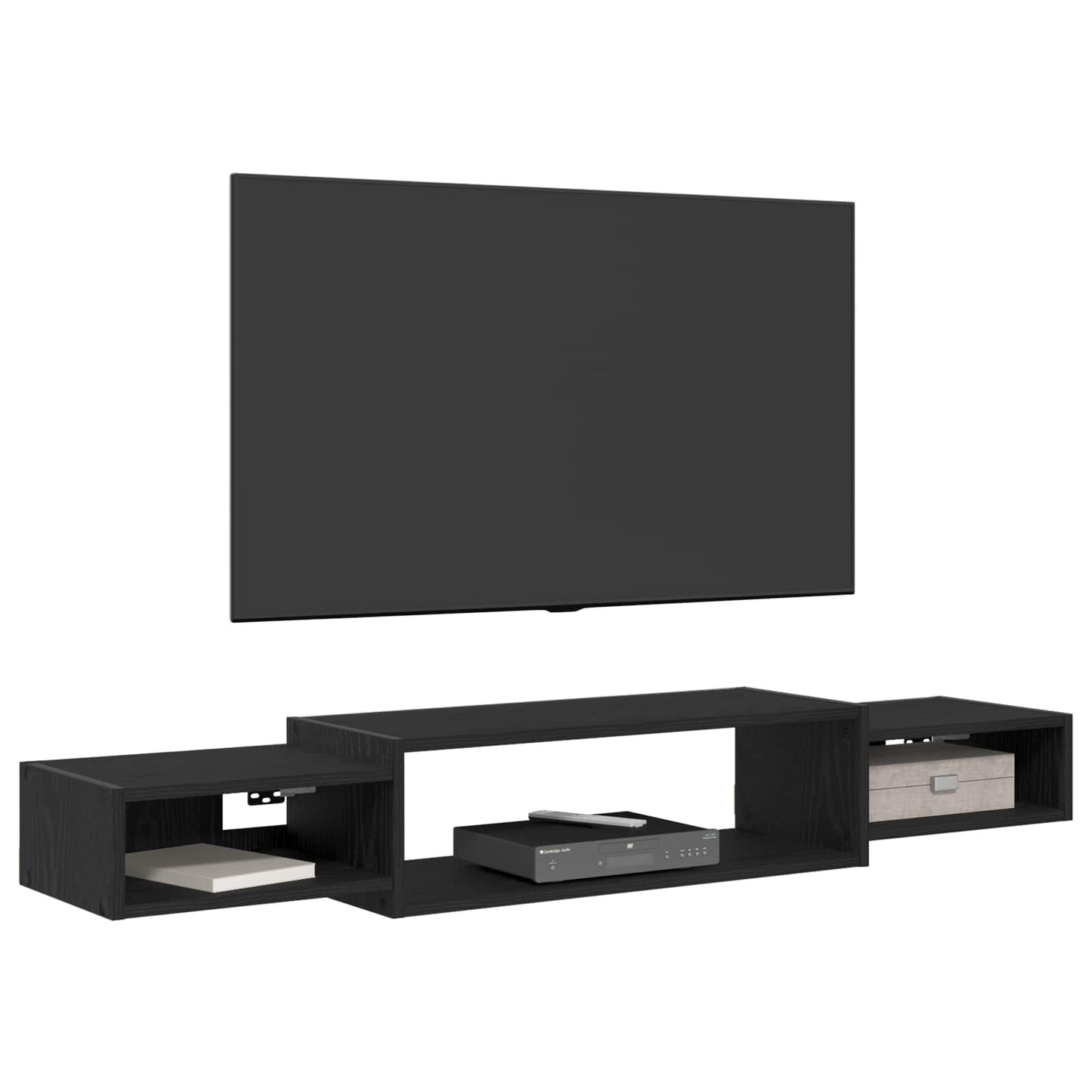 Wall-mounted TV Cabinet Wall-Mounted Black Oak 140 x 28 x 21 cm