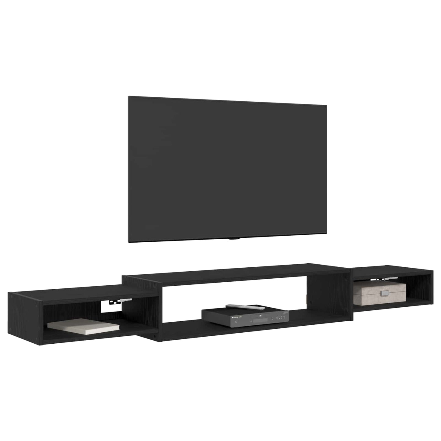 Wall-mounted TV Cabinet Wall-Mounted Black Oak 180 x 28 x 21 cm