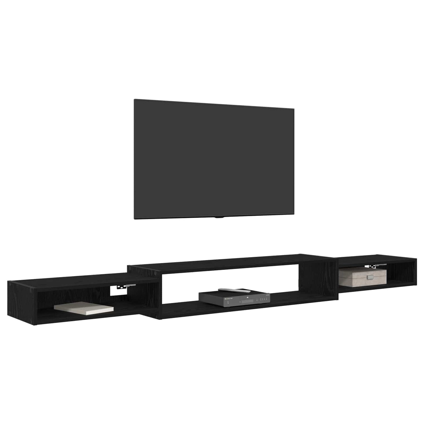 Wall-mounted TV Cabinet Wall-Mounted Black Oak 220 x 28 x 21 cm