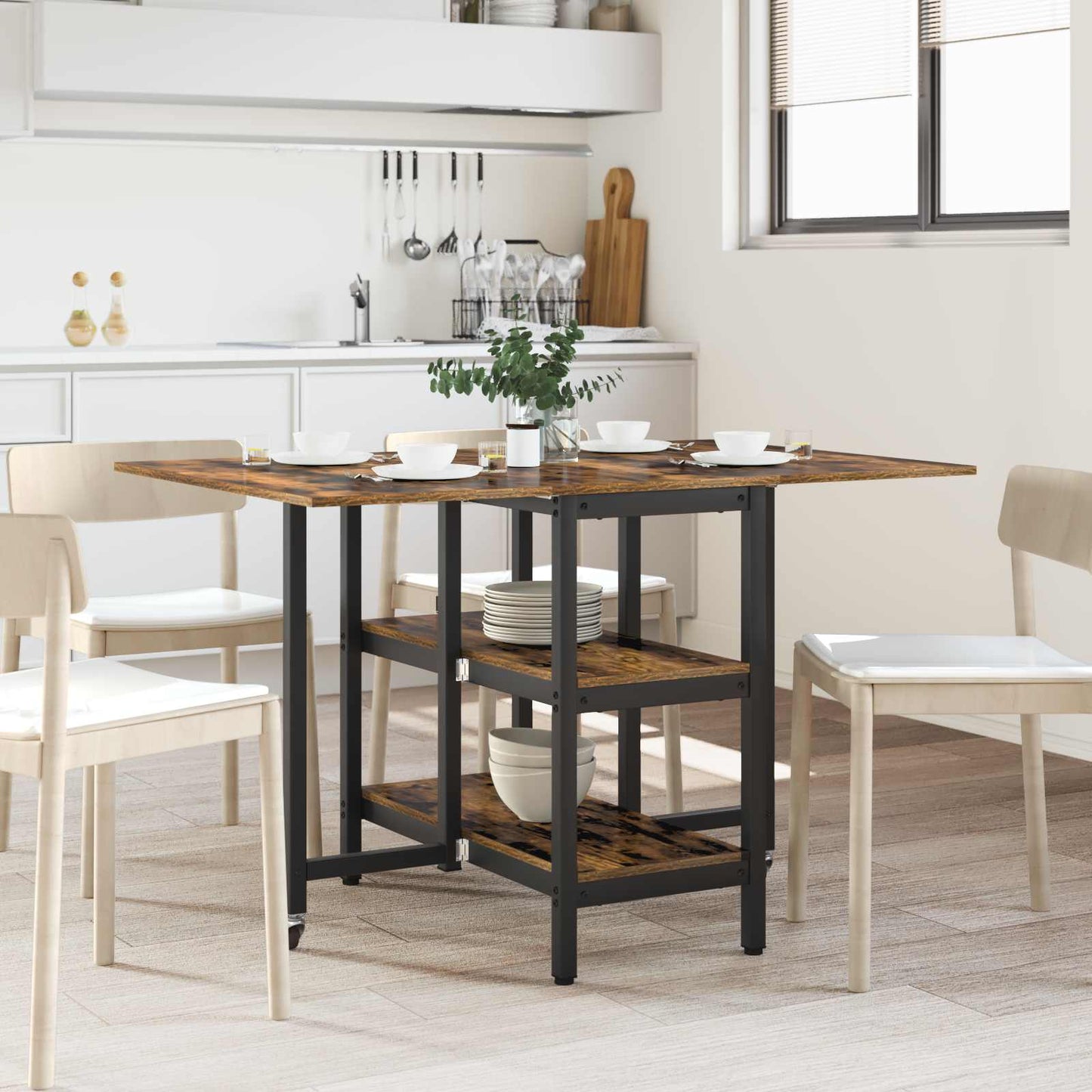 Dinning Table 122 x 80 x 76.5 cm Engineered Wood Smoked Oak