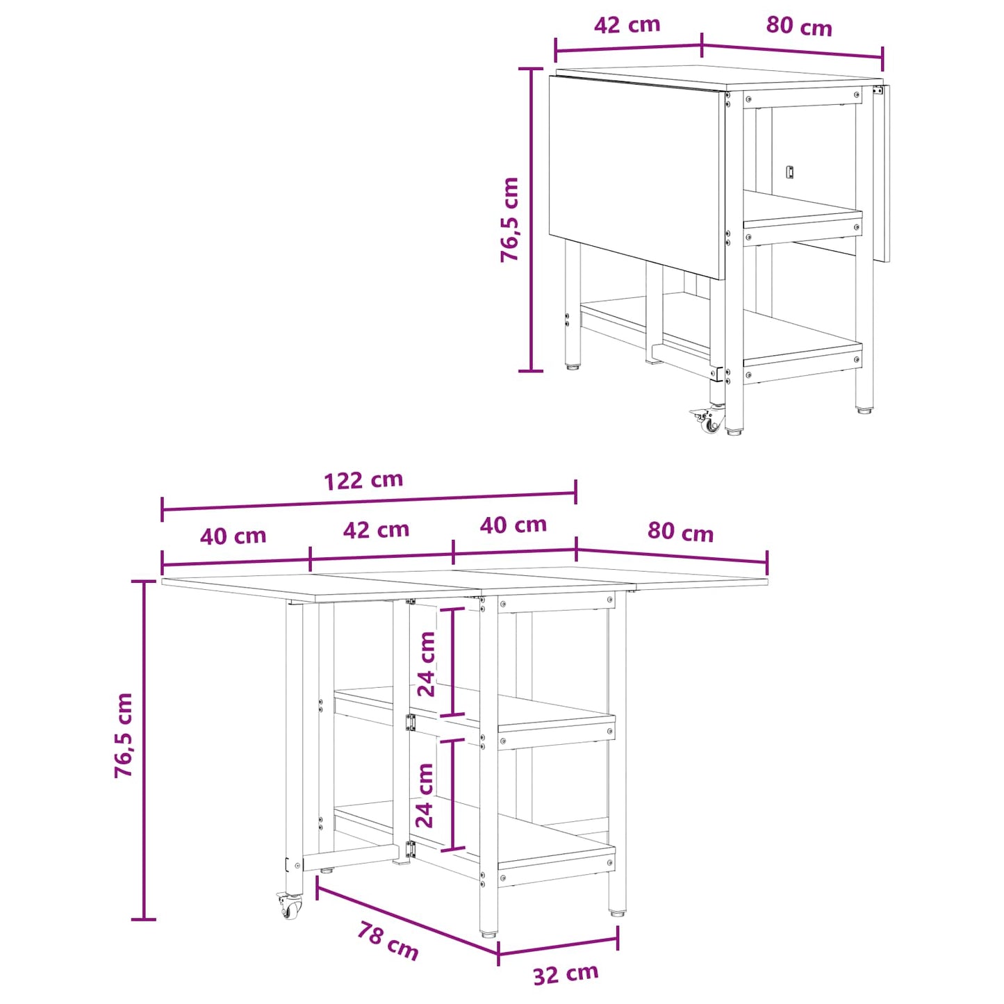 Dinning Table 122 x 80 x 76.5 cm Engineered Wood Smoked Oak