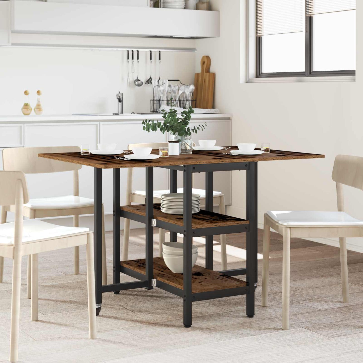 Dinning Table 122 x 80 x 76.5 cm Engineered Wood Old Wood