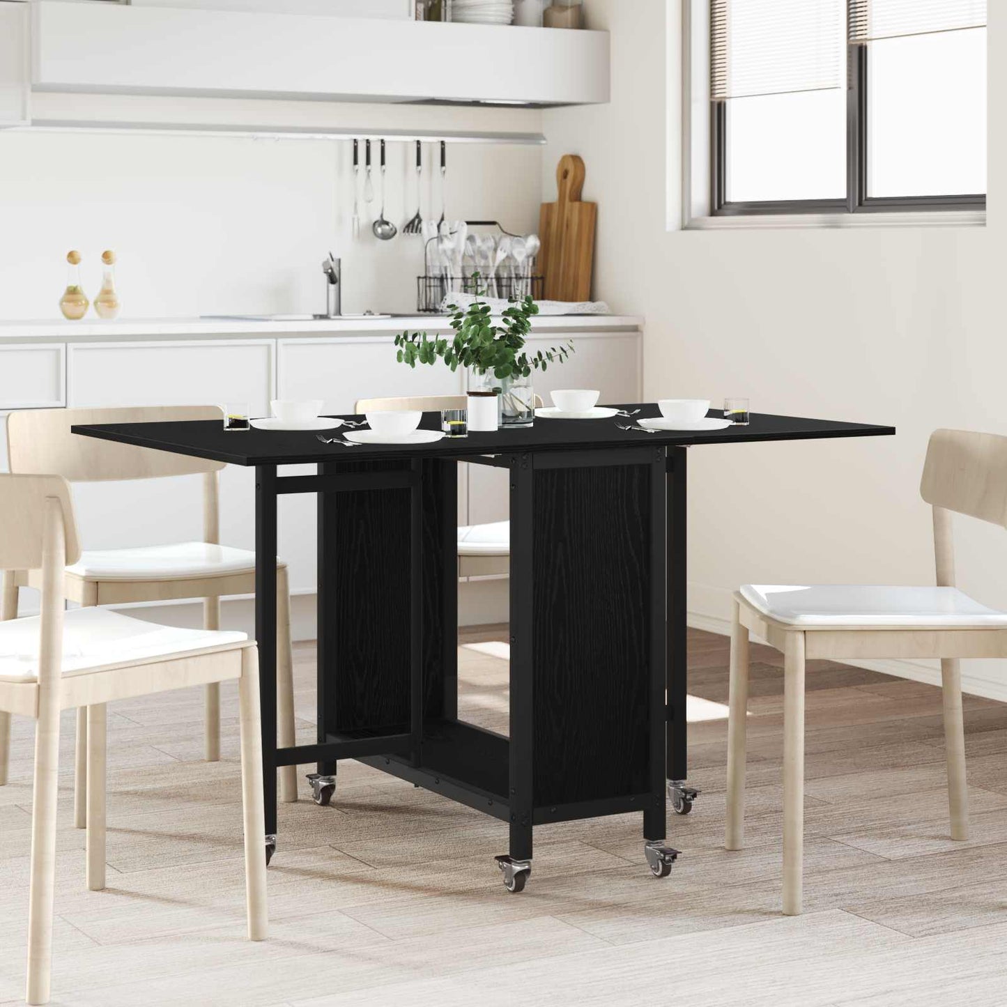 Folding Dining Table with Castors 130 x 80 x 76.5 cm