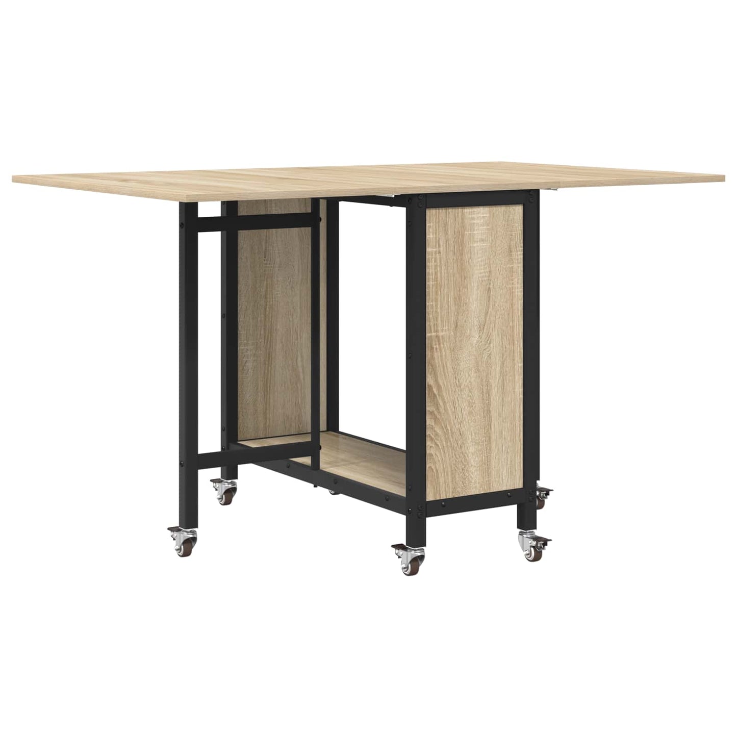 Folding Dining Table with Castors 130 x 80 x 76.5 cm steel PB