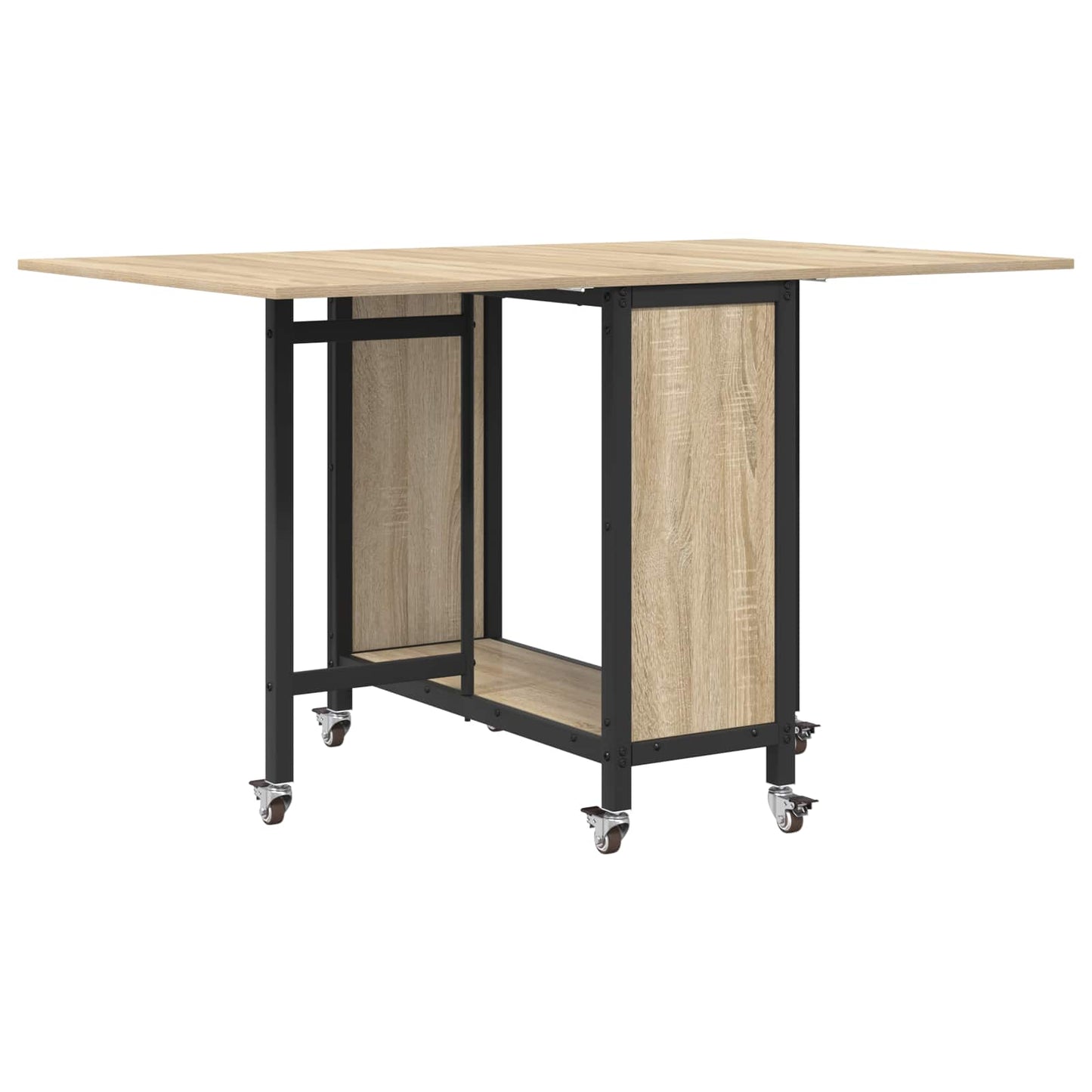 Folding Dining Table with Castors 130 x 80 x 76.5 cm steel PB