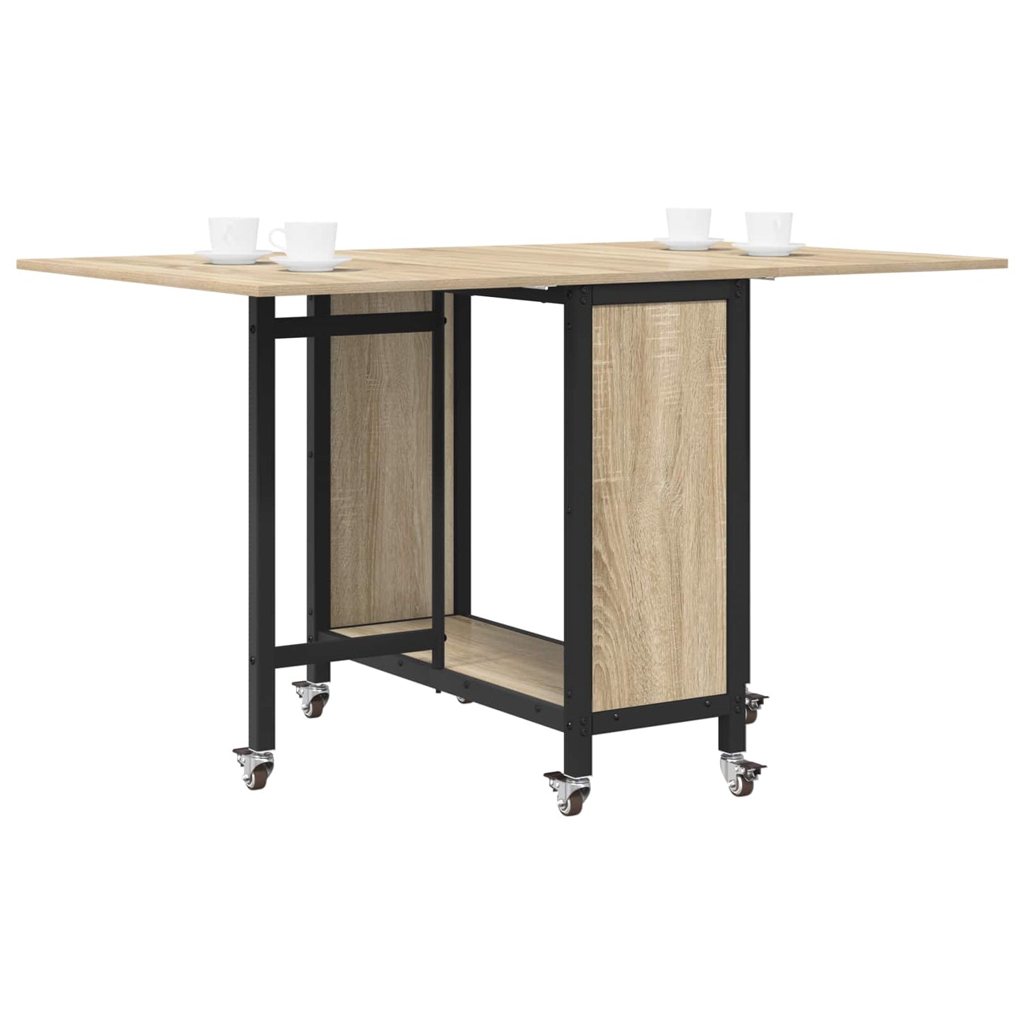 Folding Dining Table with Castors 130 x 80 x 76.5 cm steel PB