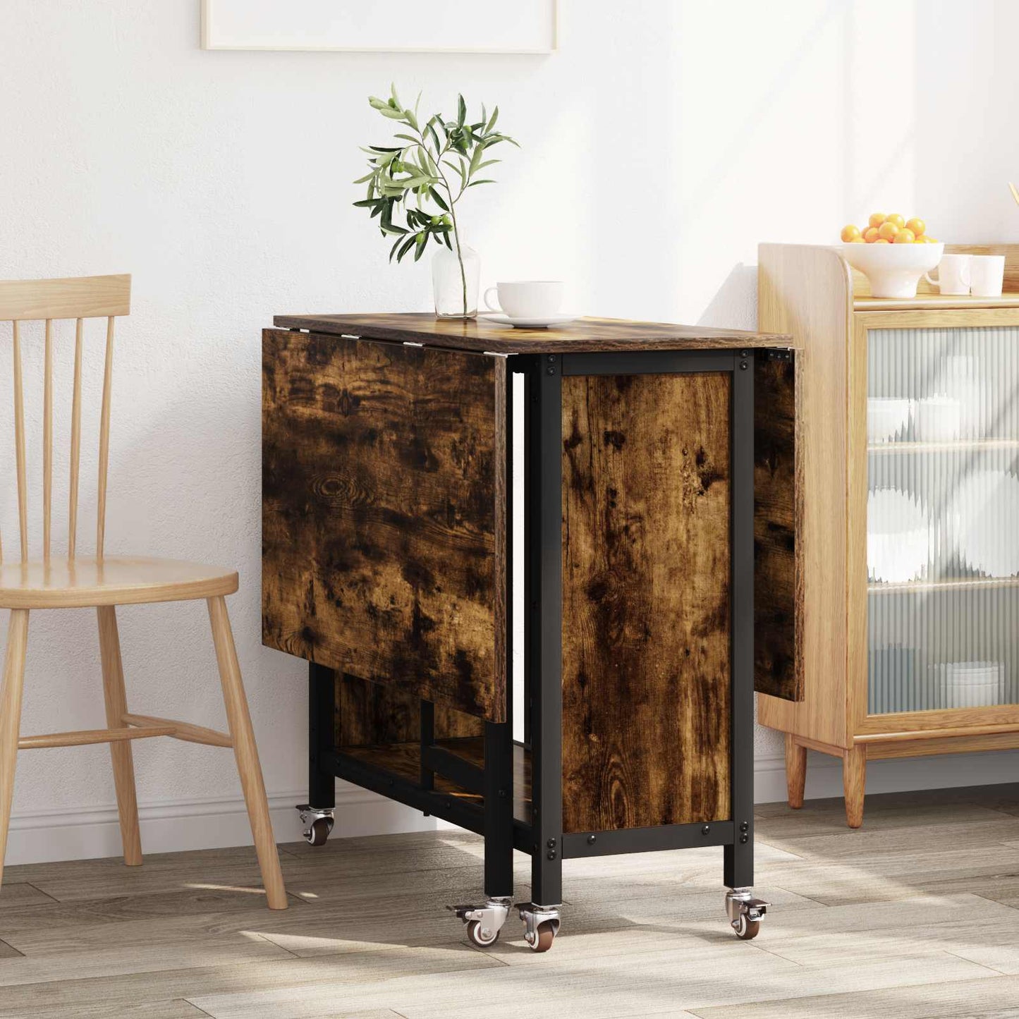 Folding Dining Table with Castors 130 x 80 x 76.5 cm steel PB