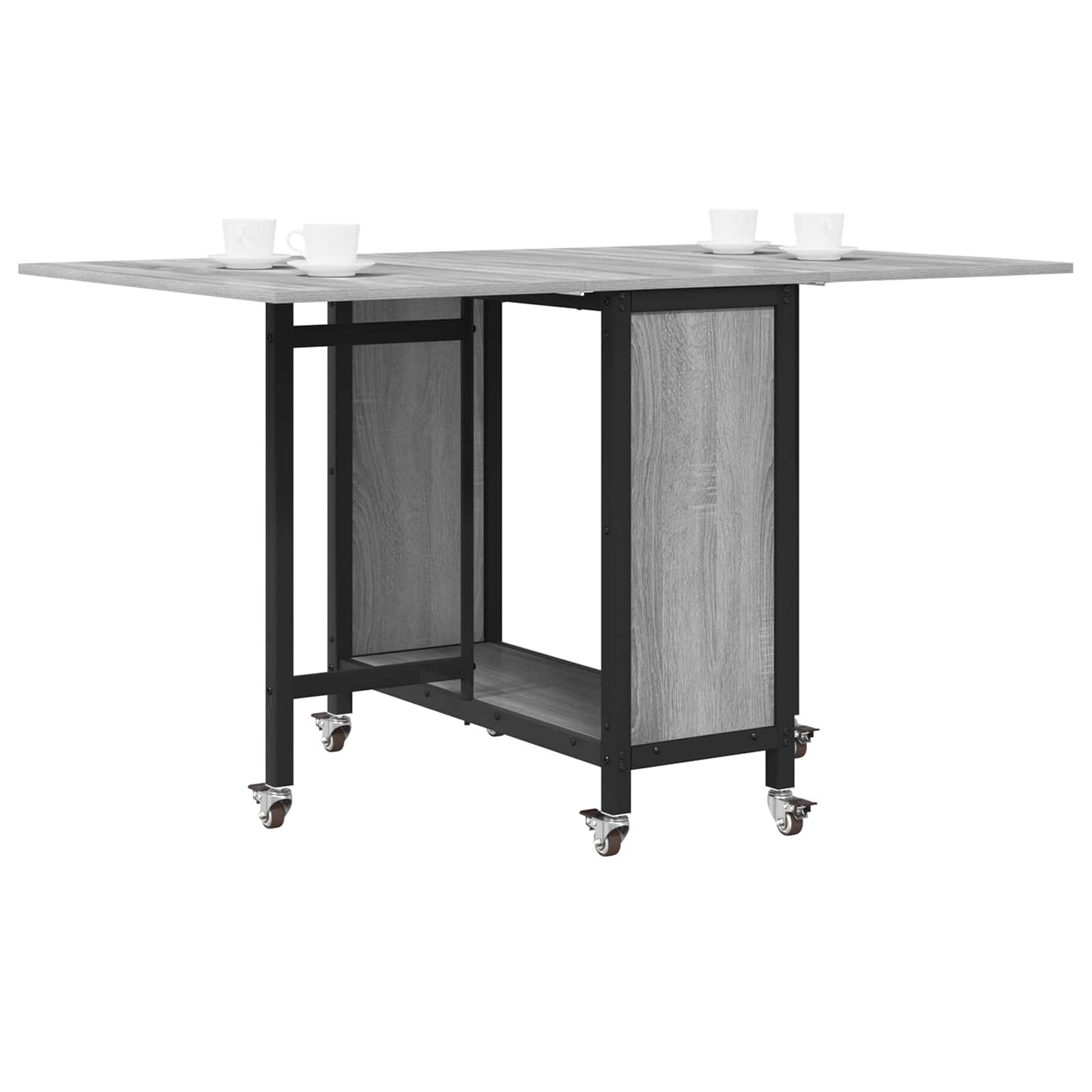 Folding Dining Table with Castors 130 x 80 x 76.5 cm steel PB