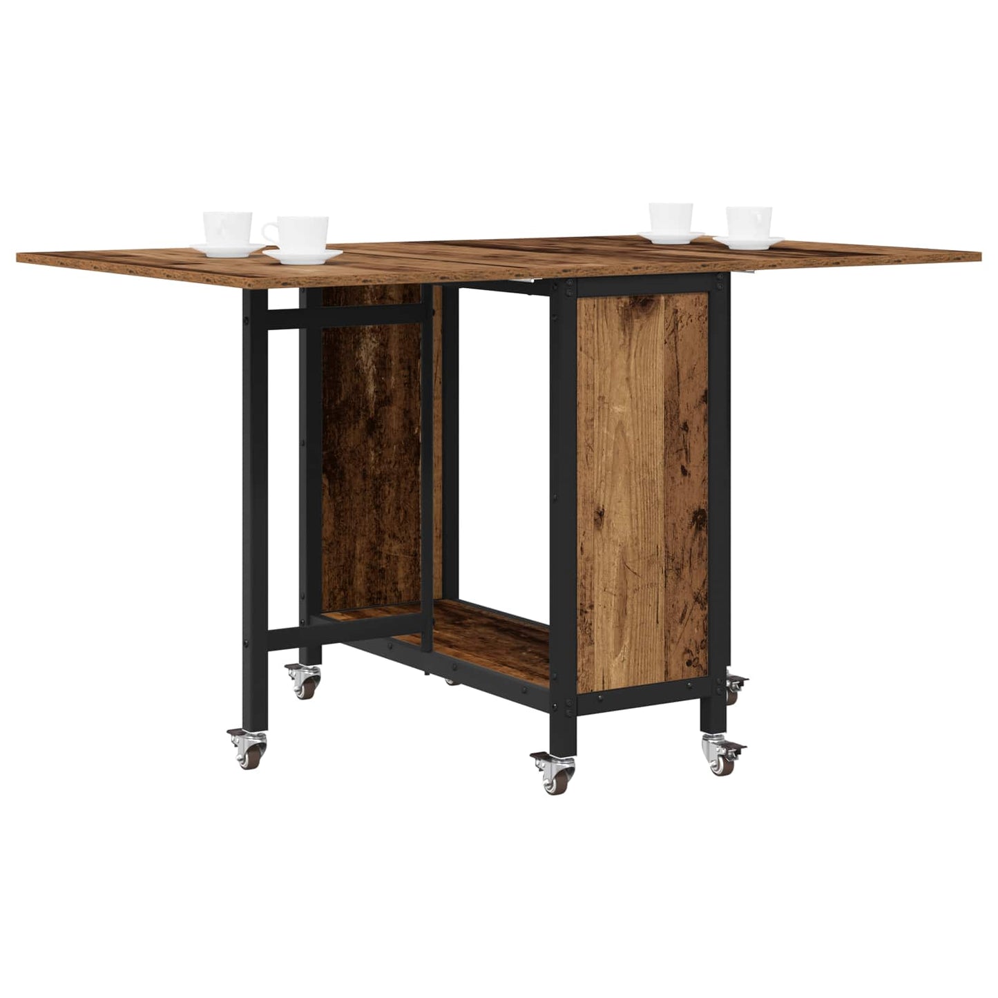 Folding Dining Table with Castors 130 x 80 x 76.5 cm steel PB