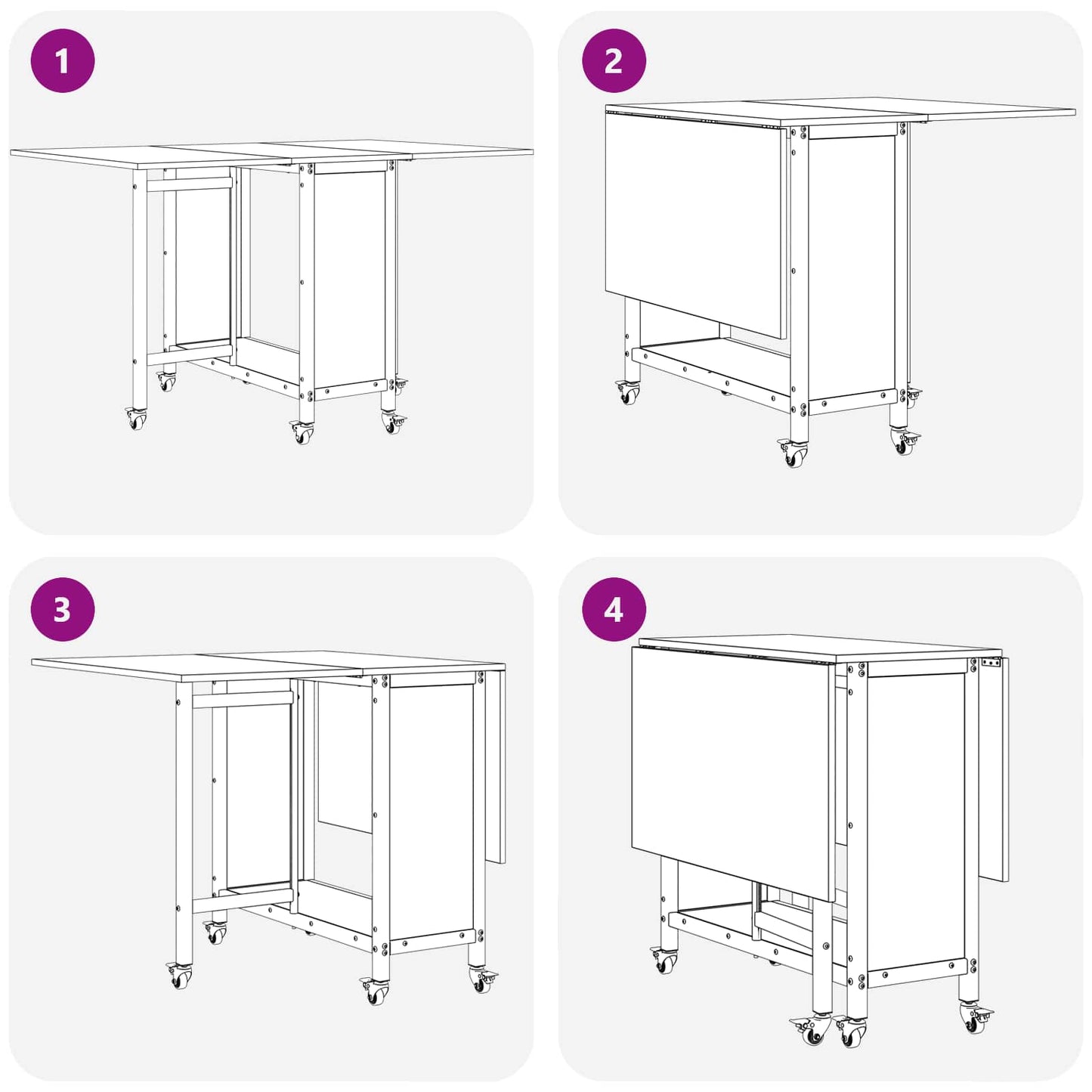 Folding Dining Table with Castors 130 x 80 x 76.5 cm steel PB