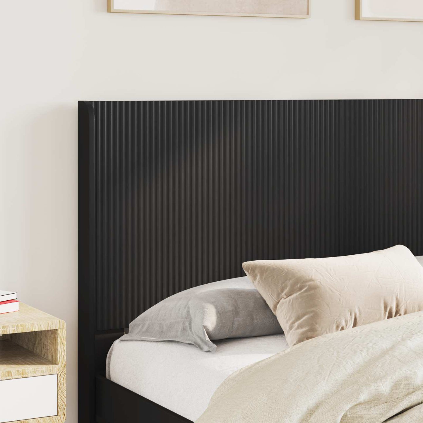 Headboard Black Engineered Wood