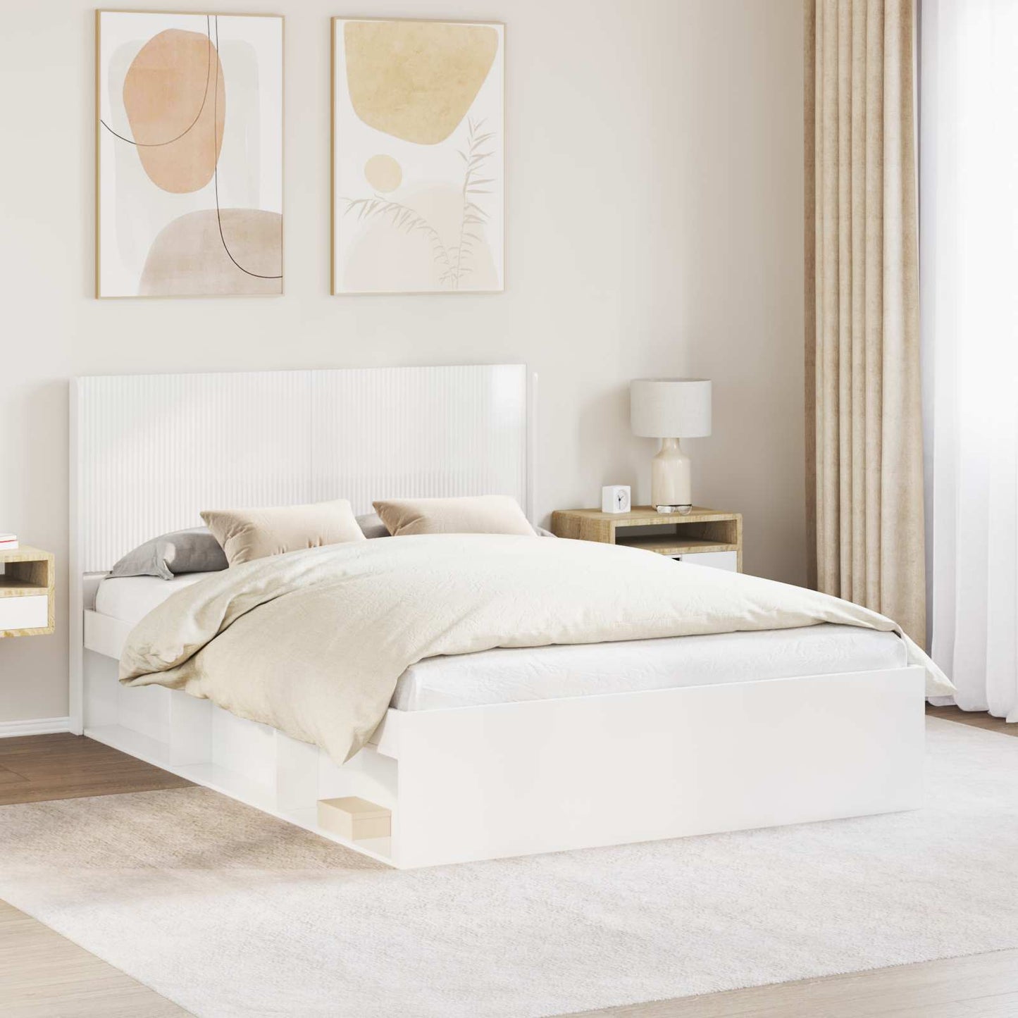 Headboard High Gloss White Engineered Wood