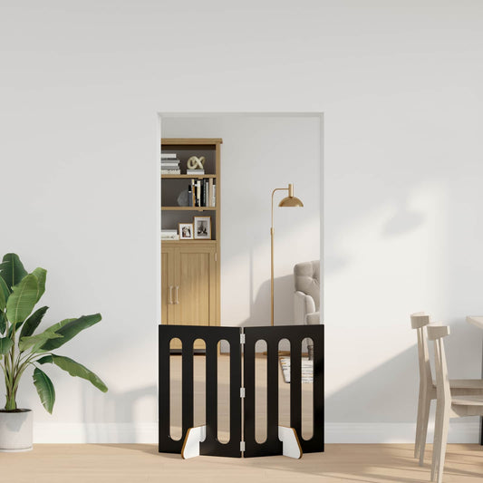 Folding Pet Fence 2 pcs Black Oak 100.5 x 38 x 70 cm