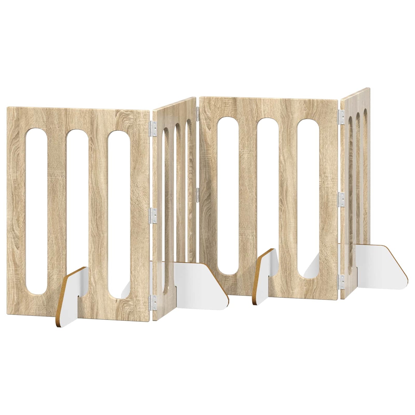 Folding Pet Fence 4 pcs Sonoma Oak 201 x 38 x 70 cm