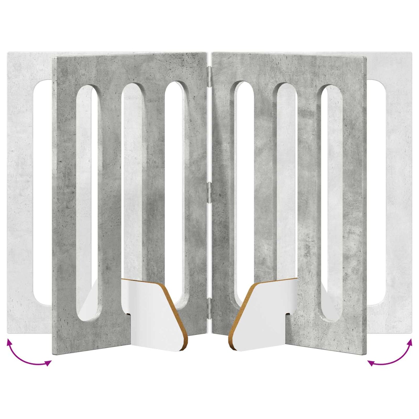 Folding Pet Fence 4 pcs Concrete Grey 201 x 38 x 70 cm