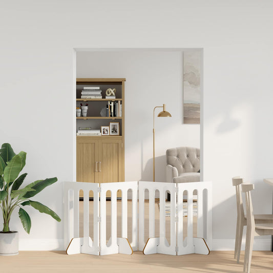 Folding Pet Fence 4 pcs High Gloss White 201 x 38 x 70 cm