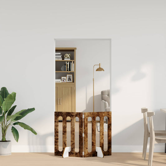 Folding Pet Fence 2 pcs Smoked Oak 100.5 x 38 x 70 cm